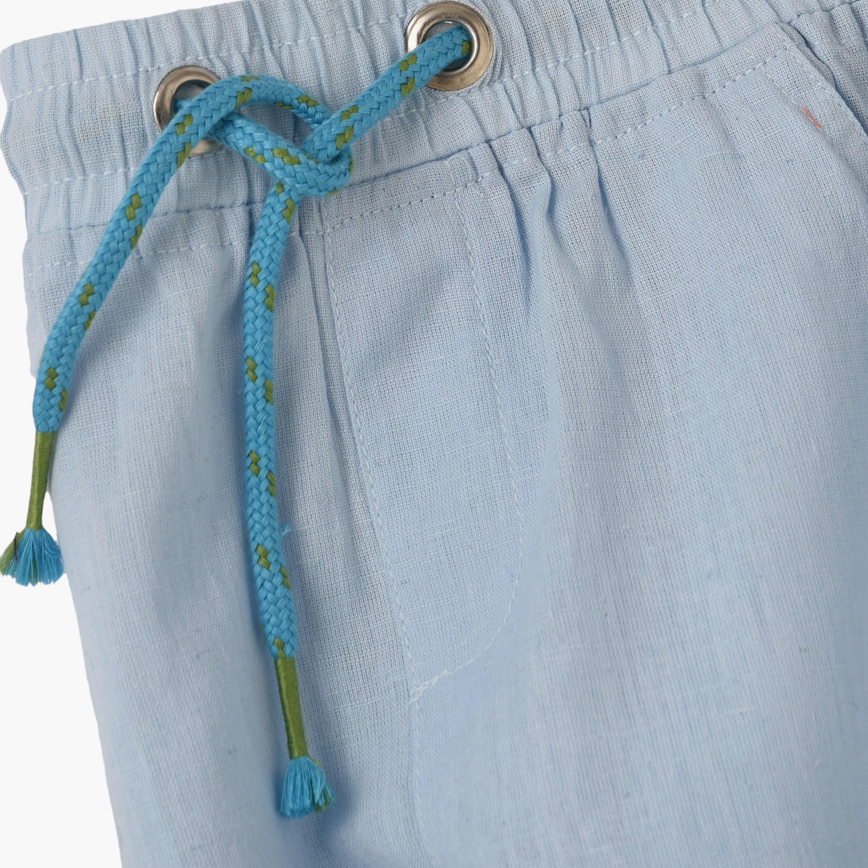 UniqKidz Cotton Solid Elasticated Drawstring Woven Shorts-boys-clothing-bottoms-shorts-image-3
