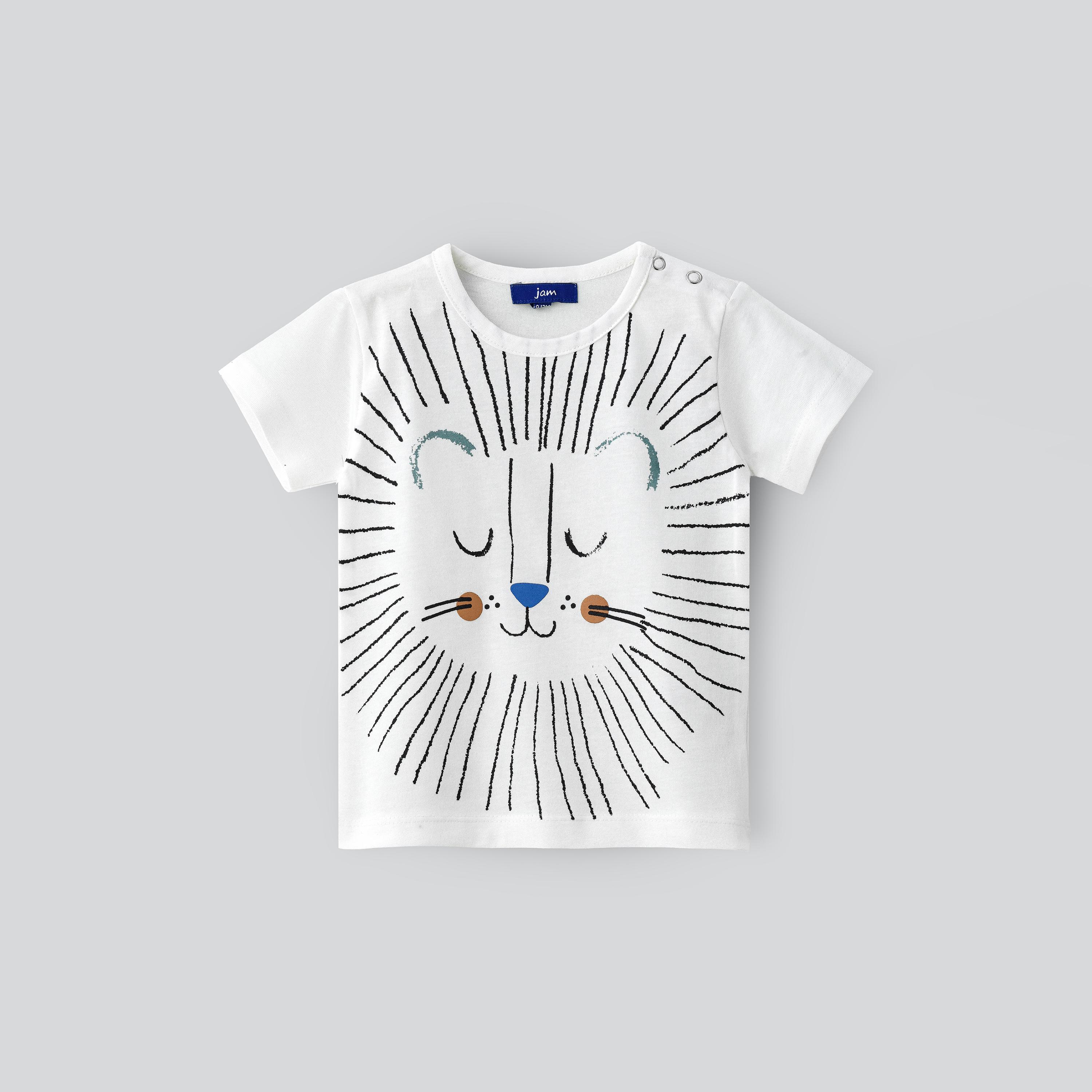 UniqKidz Serene Lion Face Printed Short Sleeves T-Shirt-baby-boys-clothing-tshirtsandpolos-image-1