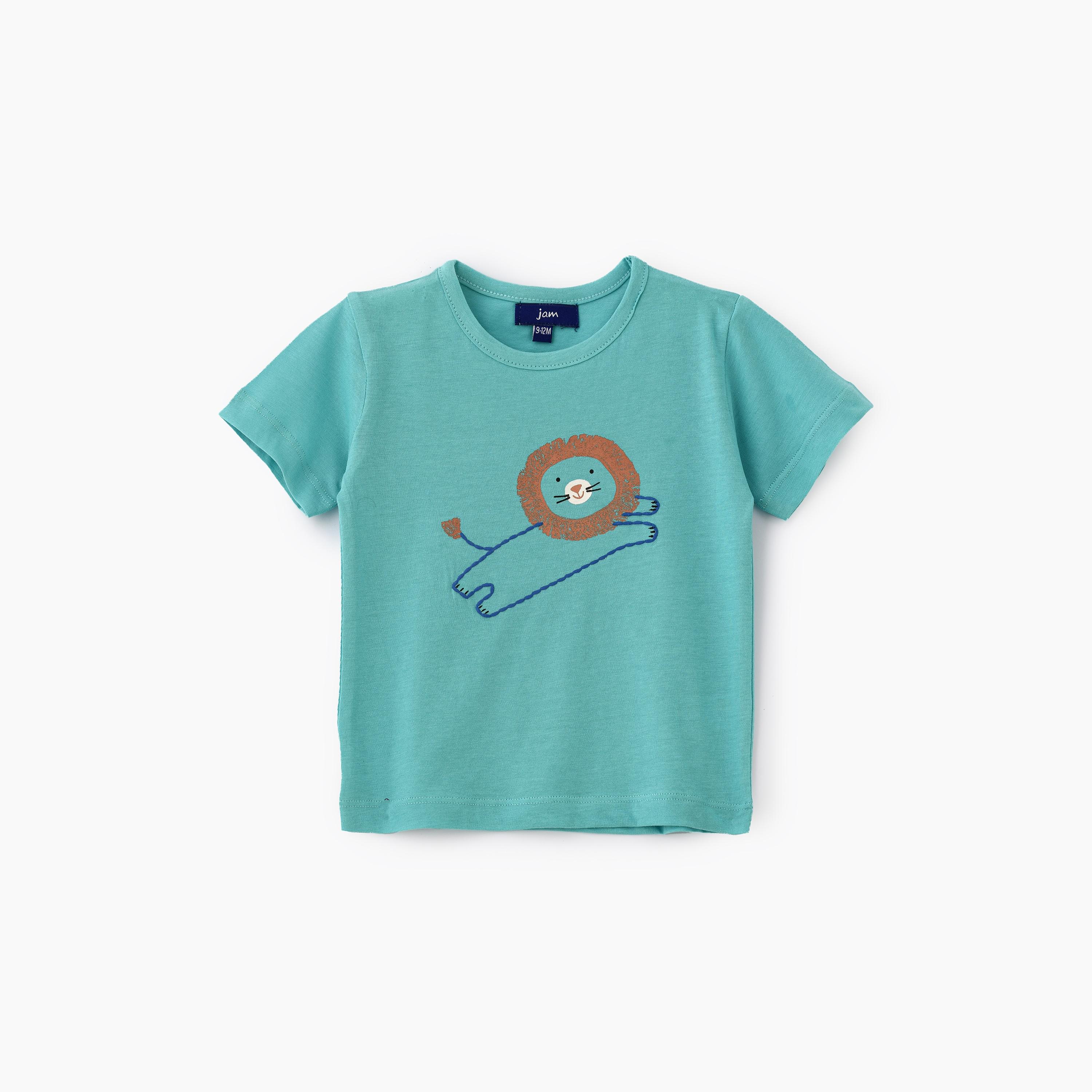 UniqKidz Friendly Lion Printed Short Sleeves T-Shirt-baby-boys-clothing-tshirtsandpolos-image-1