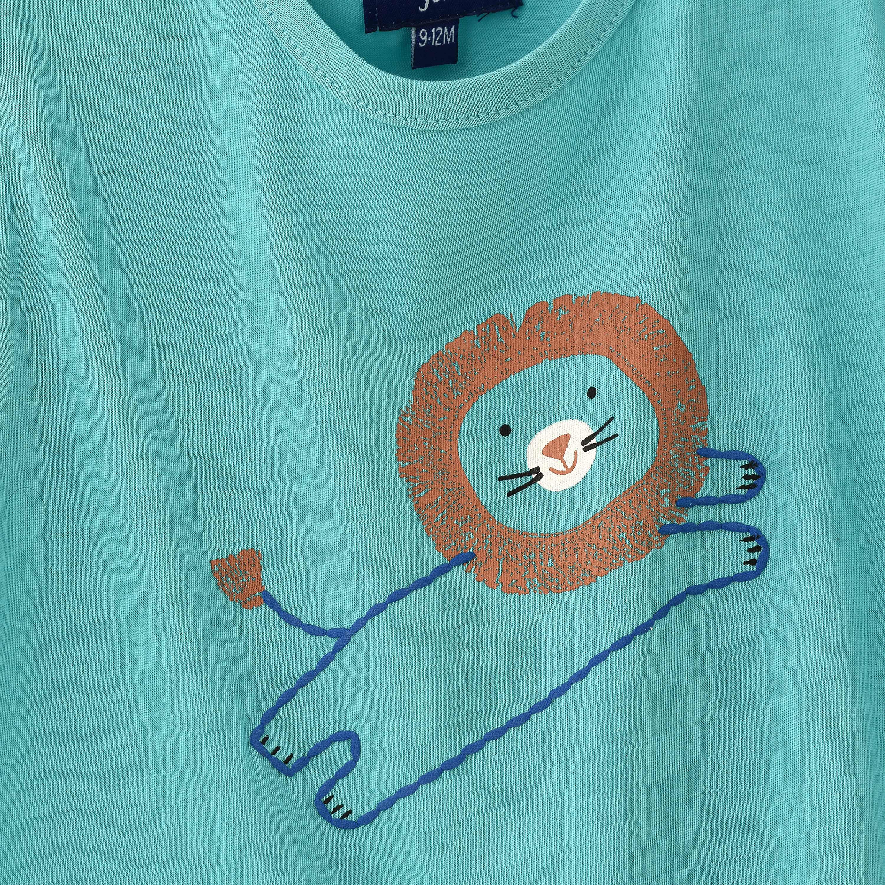 UniqKidz Friendly Lion Printed Short Sleeves T-Shirt-baby-boys-clothing-tshirtsandpolos-image-2