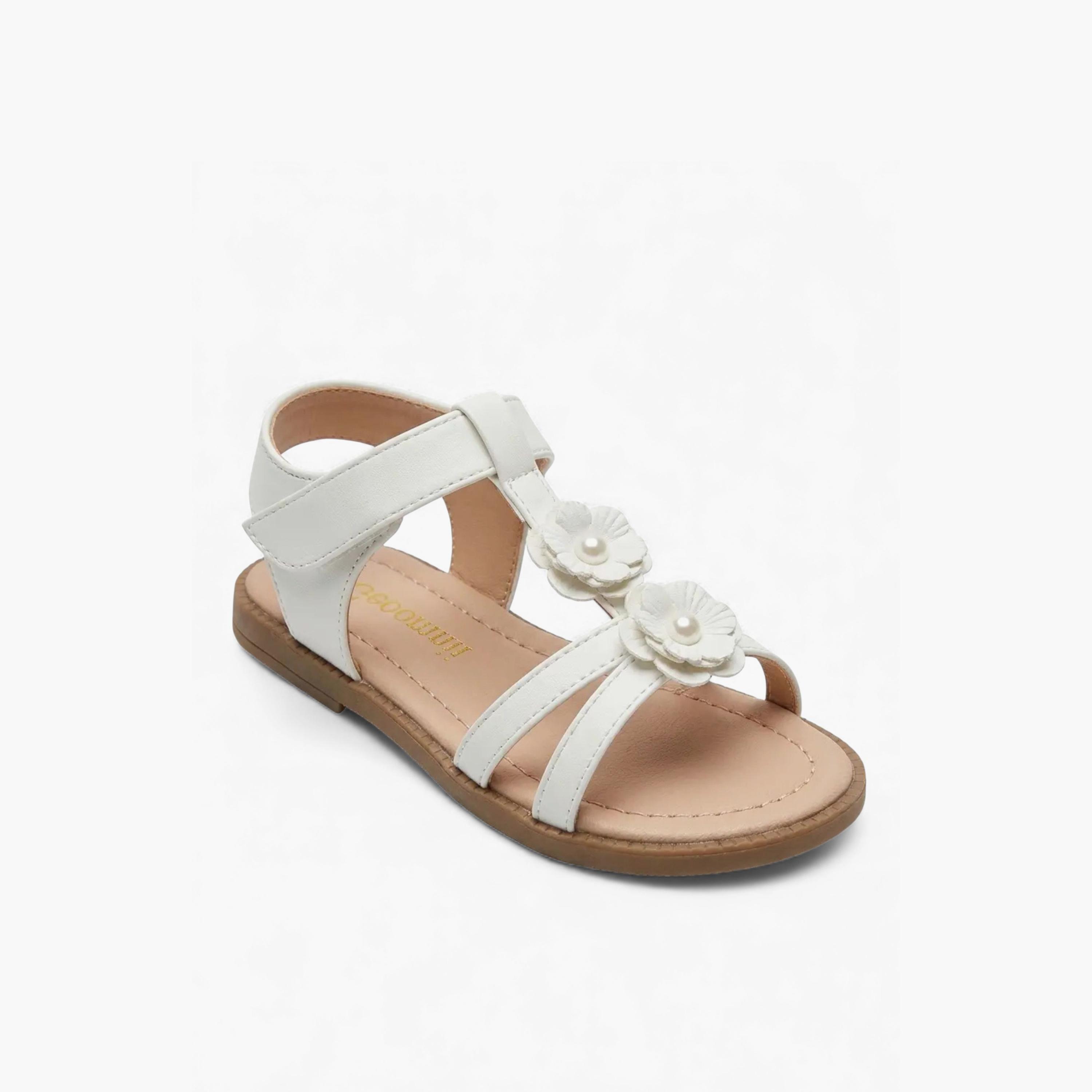 Geoomnii Girls Hook & Loop Seamirea Strap Sandals | CUTE-114-WHITE-girls-shoes-sandals-image-1
