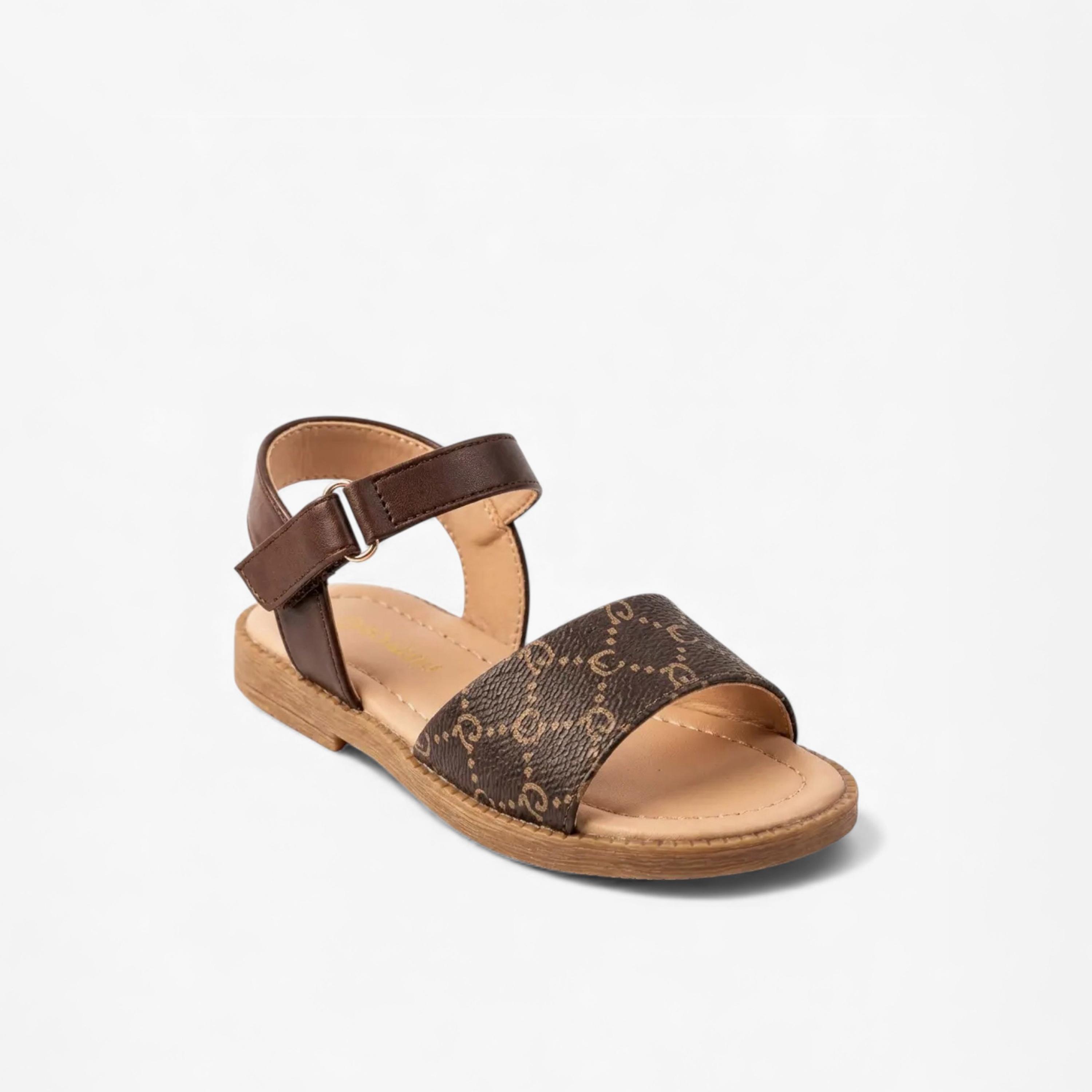 Geoomnii Girls Hook & Loop Sandra Strap Sandals | CUTE-204-BEIGE-girls-shoes-sandals-image-1