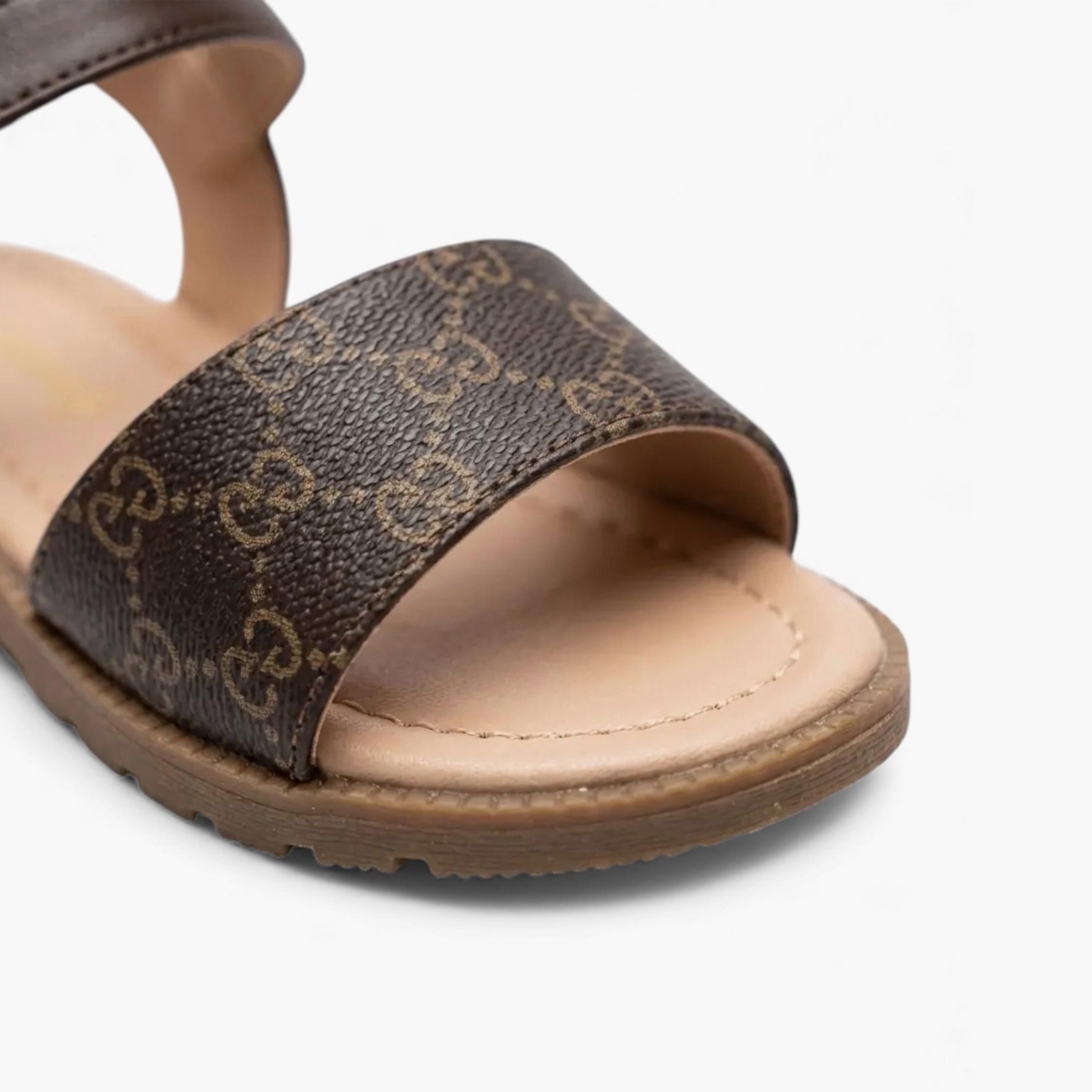 Geoomnii Girls Hook & Loop Sandra Strap Sandals | CUTE-204-BEIGE-girls-shoes-sandals-image-2