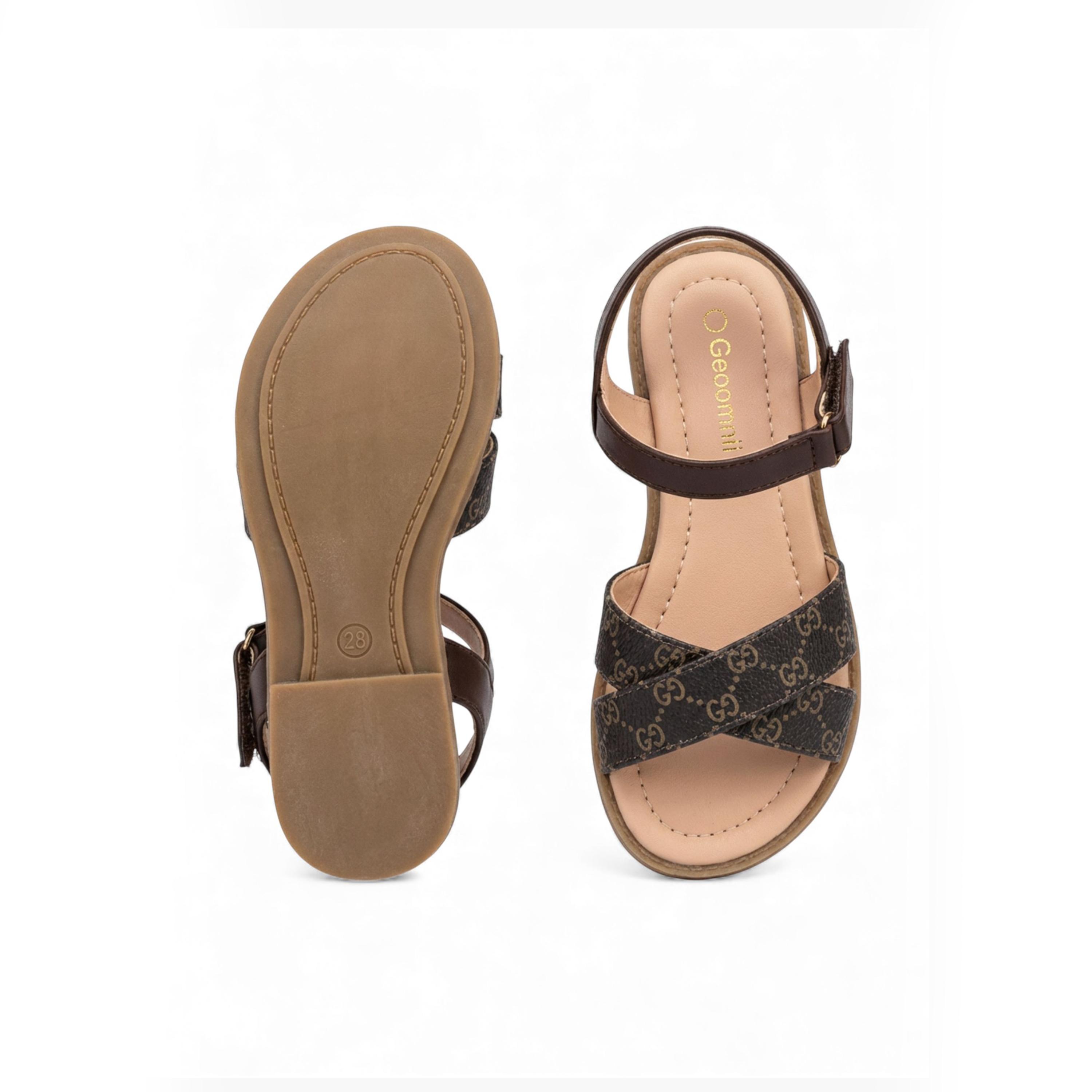 جيومني - صندل ساندي بإبزيم وحزام للبنات | CUTE-204-BROWN-girls-shoes-sandals-image-3
