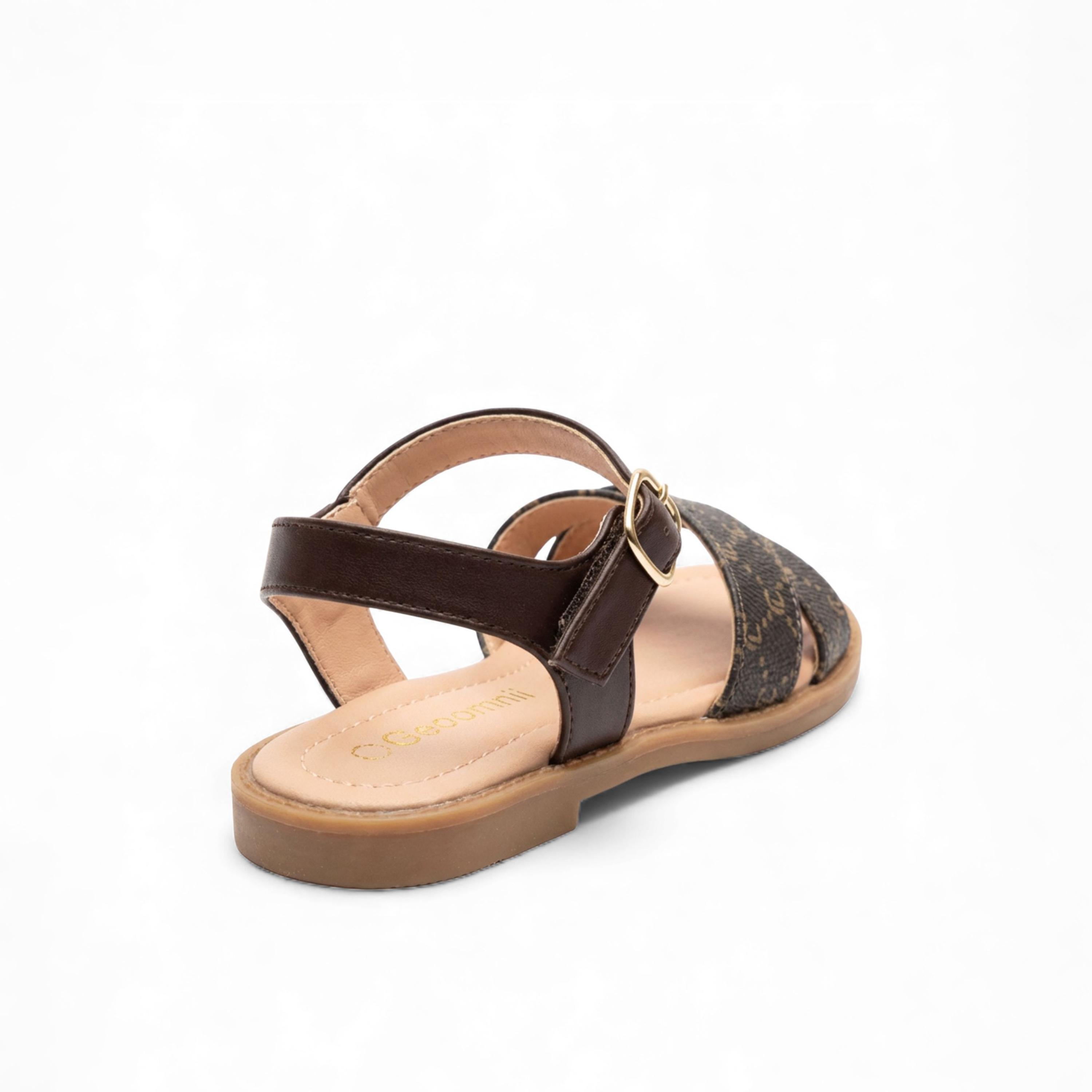 Geoomnii Girls Buckle Sandy Strap Sandals | CUTE-204-BROWN-girls-shoes-sandals-image-5