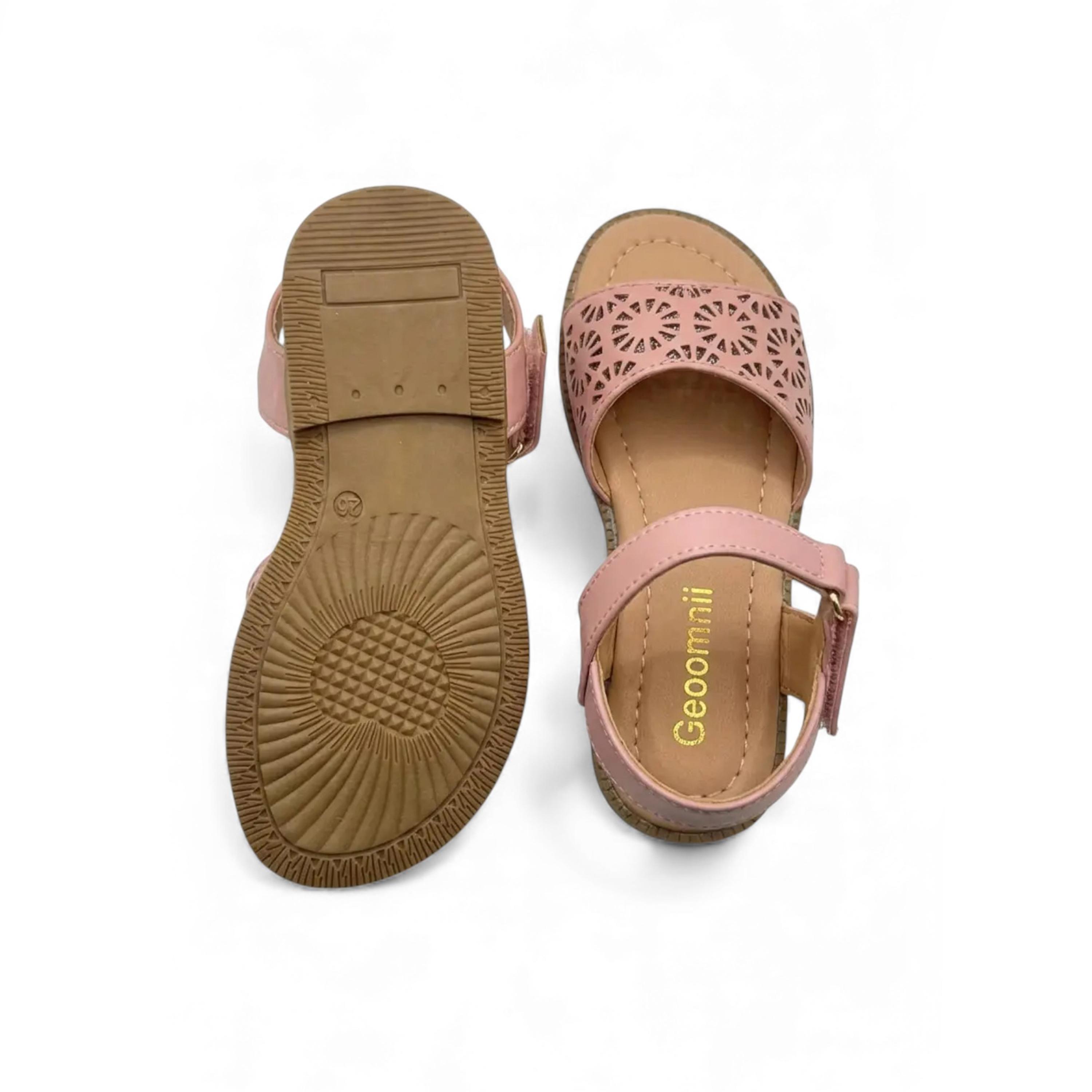 Geoomnii Girls Hook & Loop Ettea Strap Sandals | CUTE-207-PINK-girls-shoes-sandals-image-3