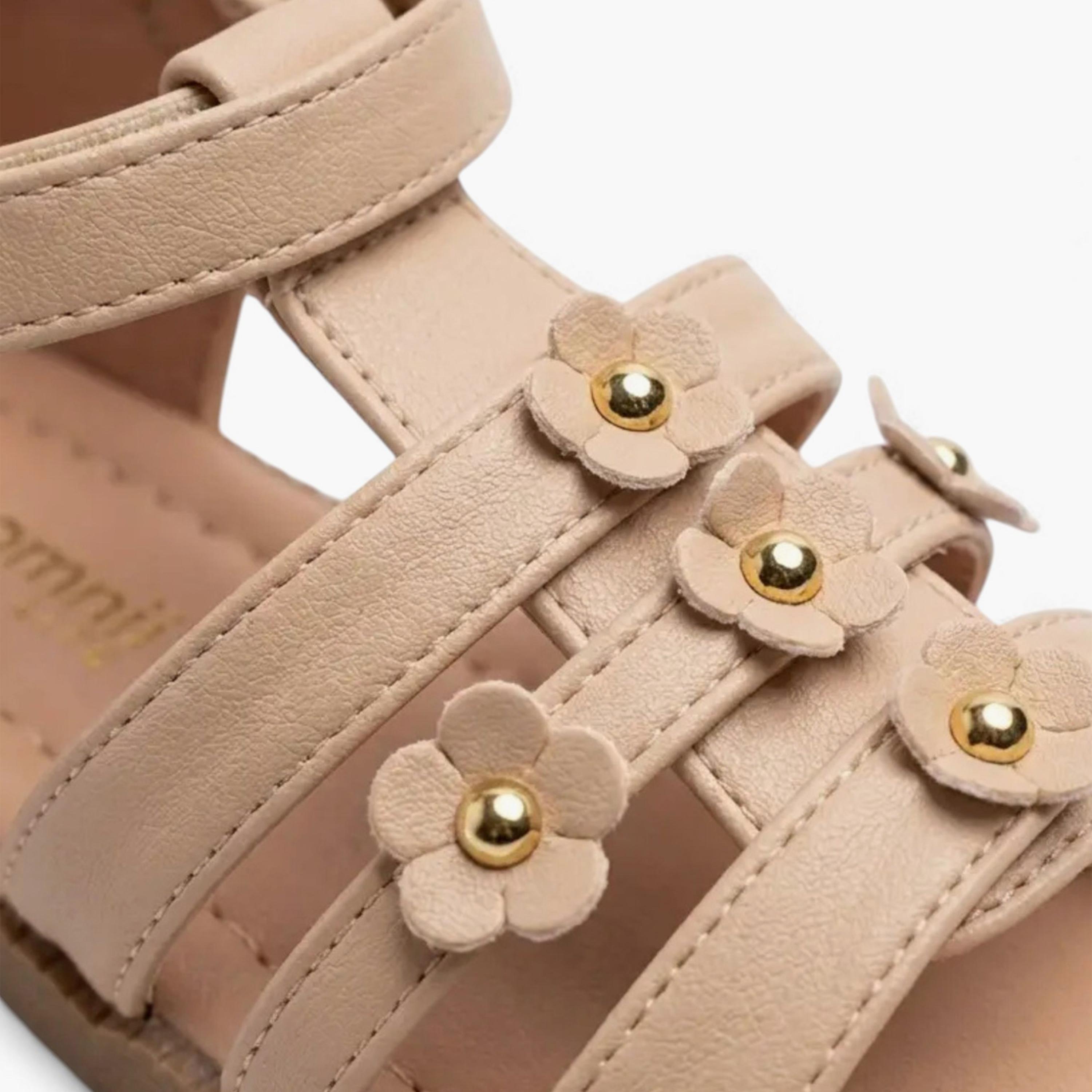 Geoomnii Girls Hook & Loop Brielee Strap Sandals | CUTE-6-BEIGE-girls-shoes-sandals-image-2