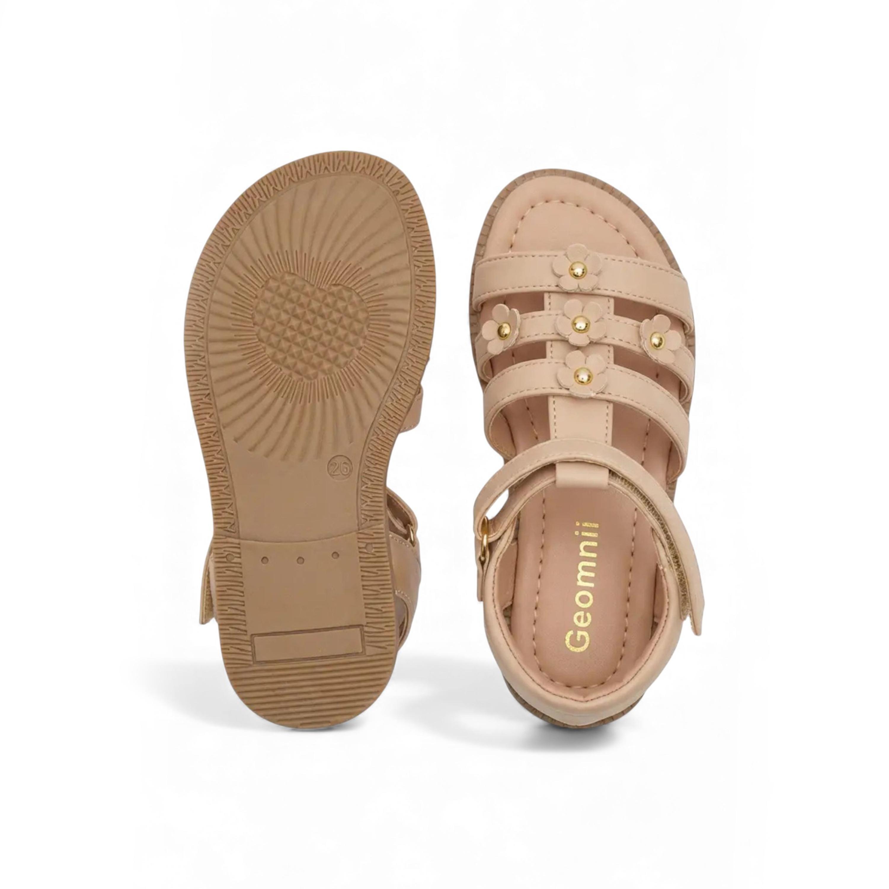Geoomnii Girls Hook & Loop Brielee Strap Sandals | CUTE-6-BEIGE-girls-shoes-sandals-image-3