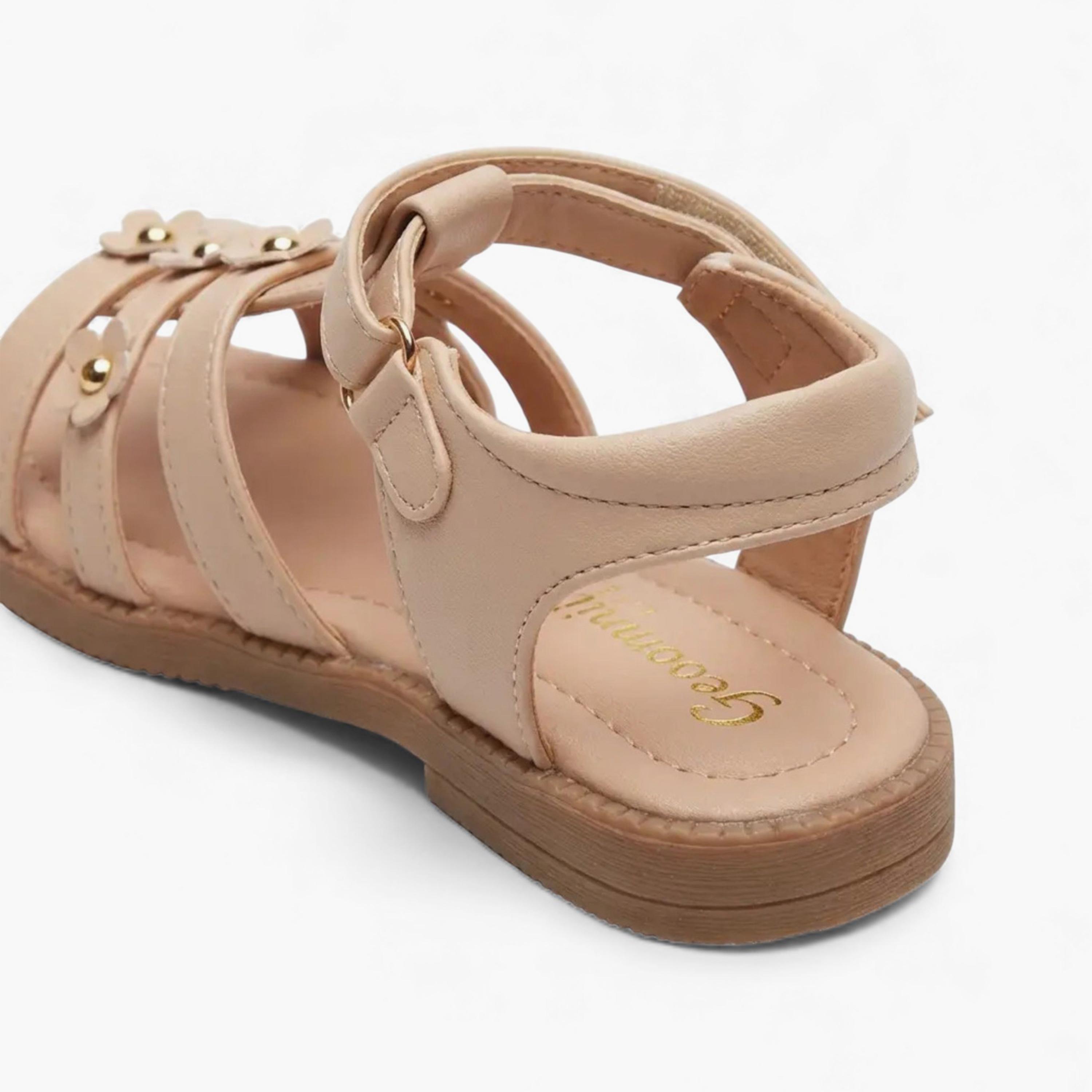Geoomnii Girls Hook & Loop Brielee Strap Sandals | CUTE-6-BEIGE-girls-shoes-sandals-image-5
