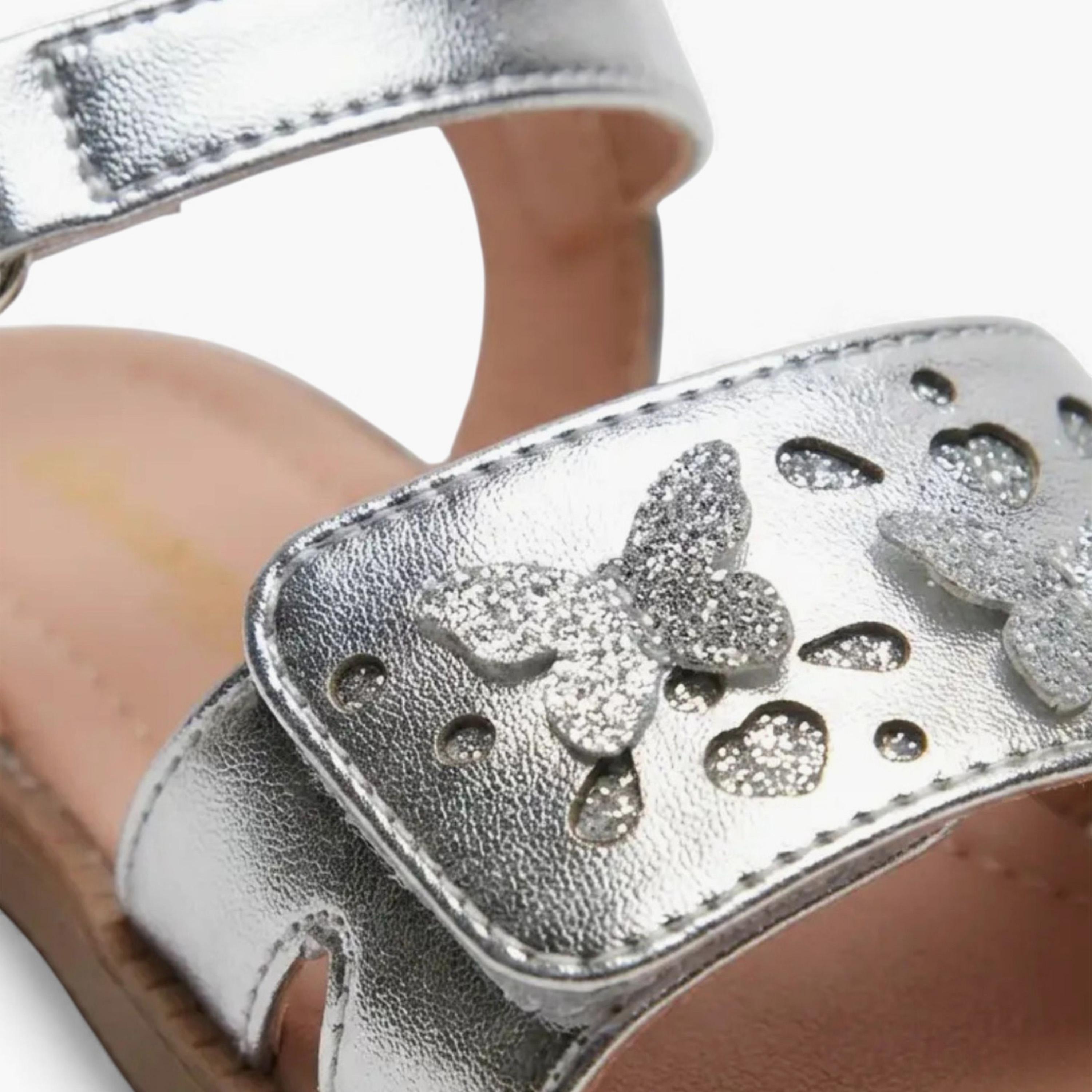 Geoomnii Girls Hook & Loop Sheila Strap Sandals | CUTE-D7-SILVER-girls-shoes-sandals-image-2