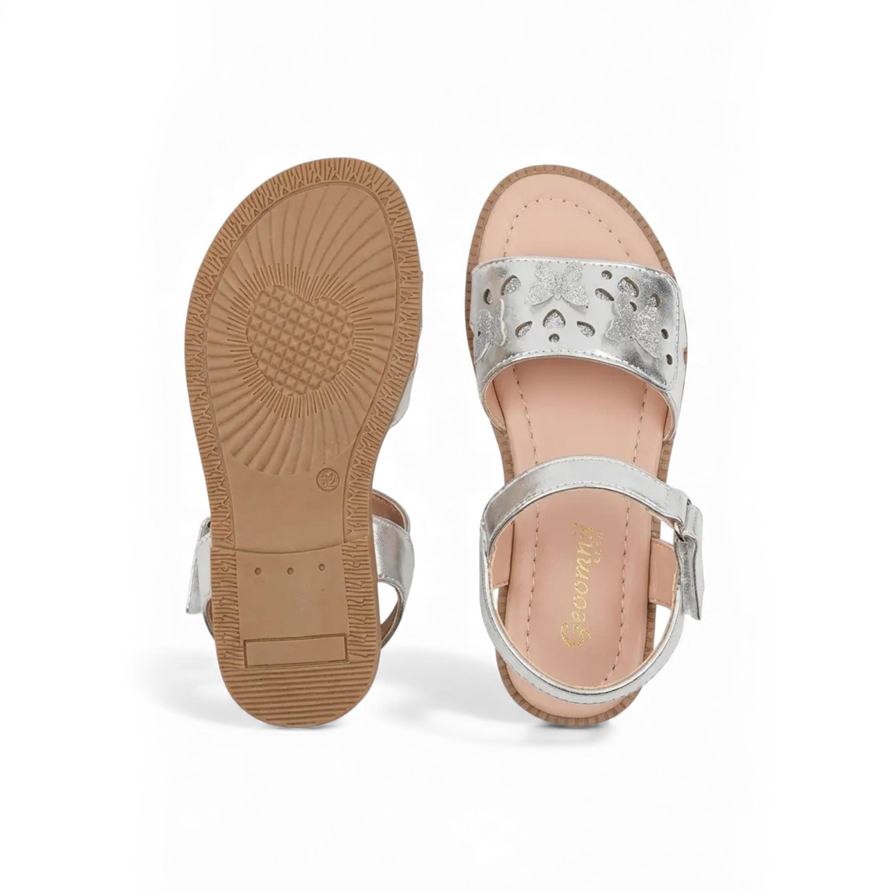 Geoomnii Girls Hook & Loop Sheila Strap Sandals | CUTE-D7-SILVER-girls-shoes-sandals-image-3