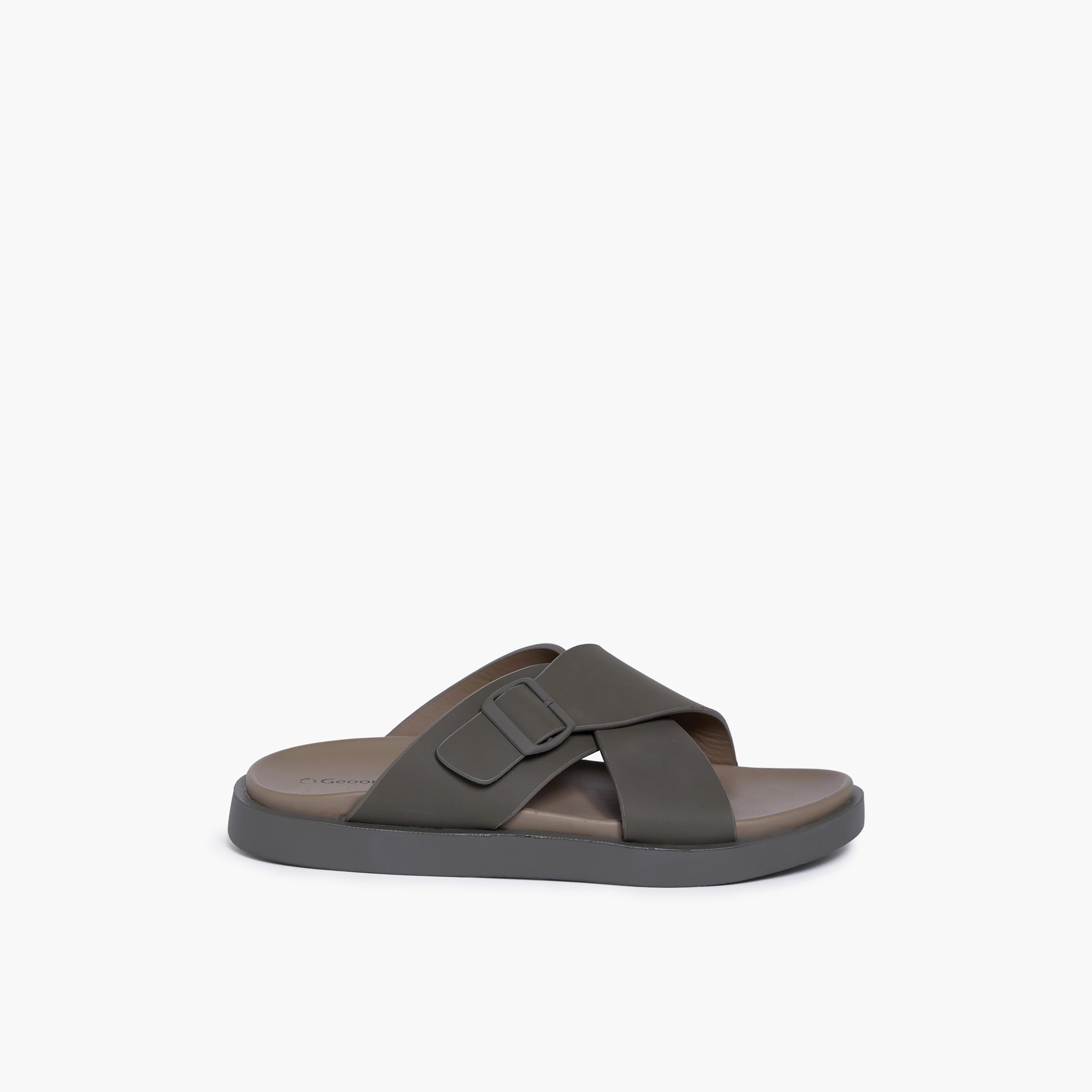 Geoomnii Men's Slip-On Marco Slide Sandals | D-431-OLIVE-men-shoes-sandals-image-4