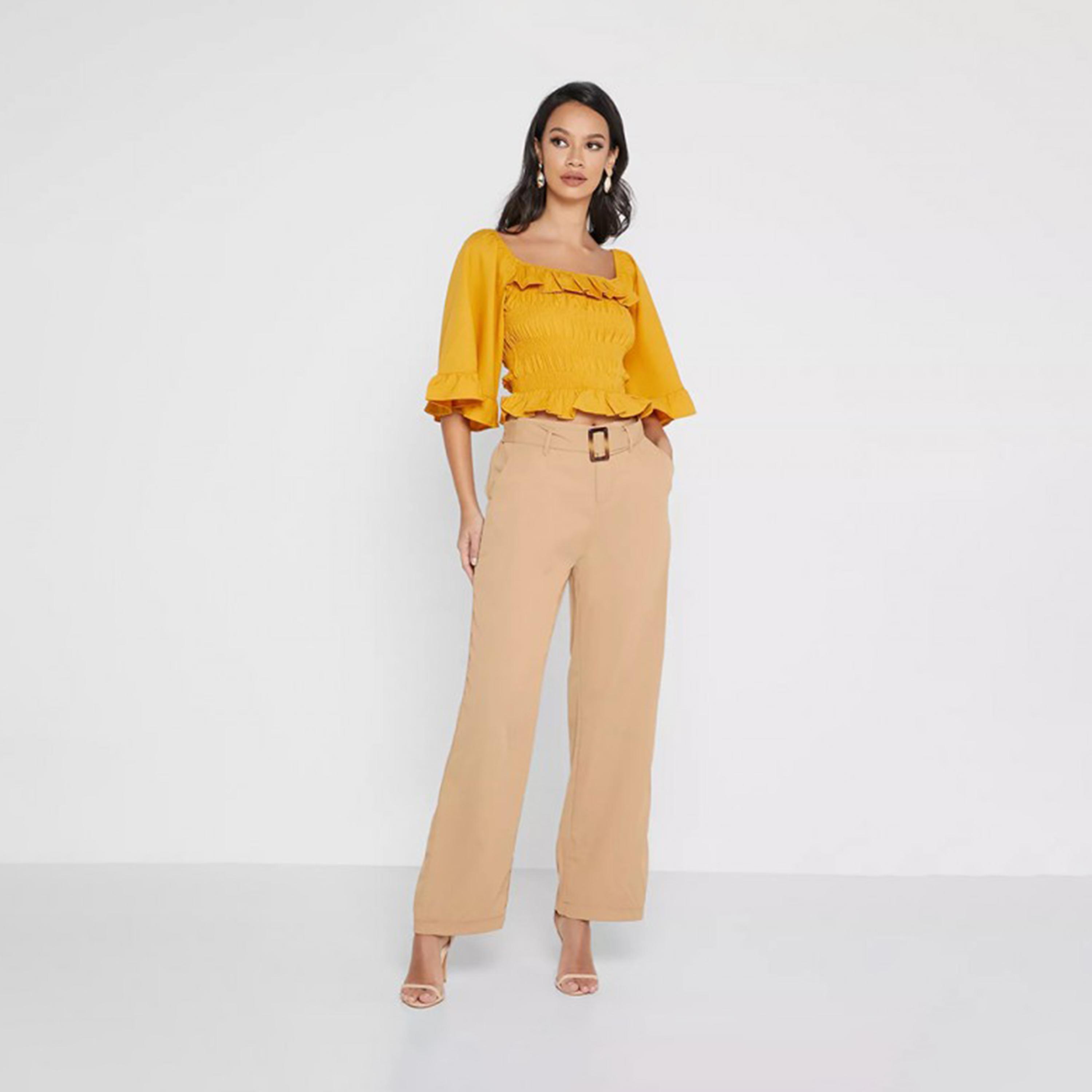 ترورز من ليتل ميستريس سادة بحزام بمرتفع الارتفاع-women-clothing-bottoms-trousers-image-1