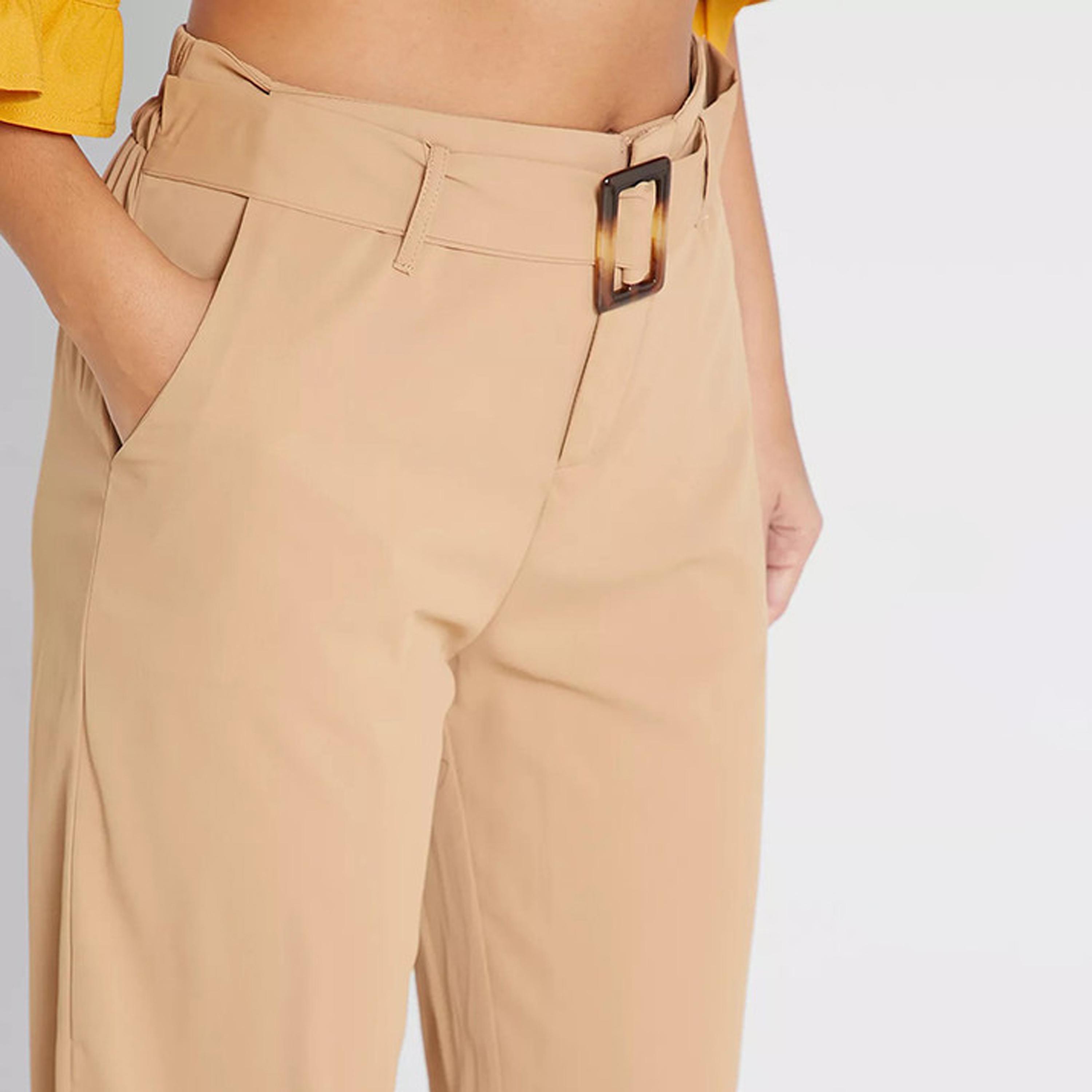 ترورز من ليتل ميستريس سادة بحزام بمرتفع الارتفاع-women-clothing-bottoms-trousers-image-2