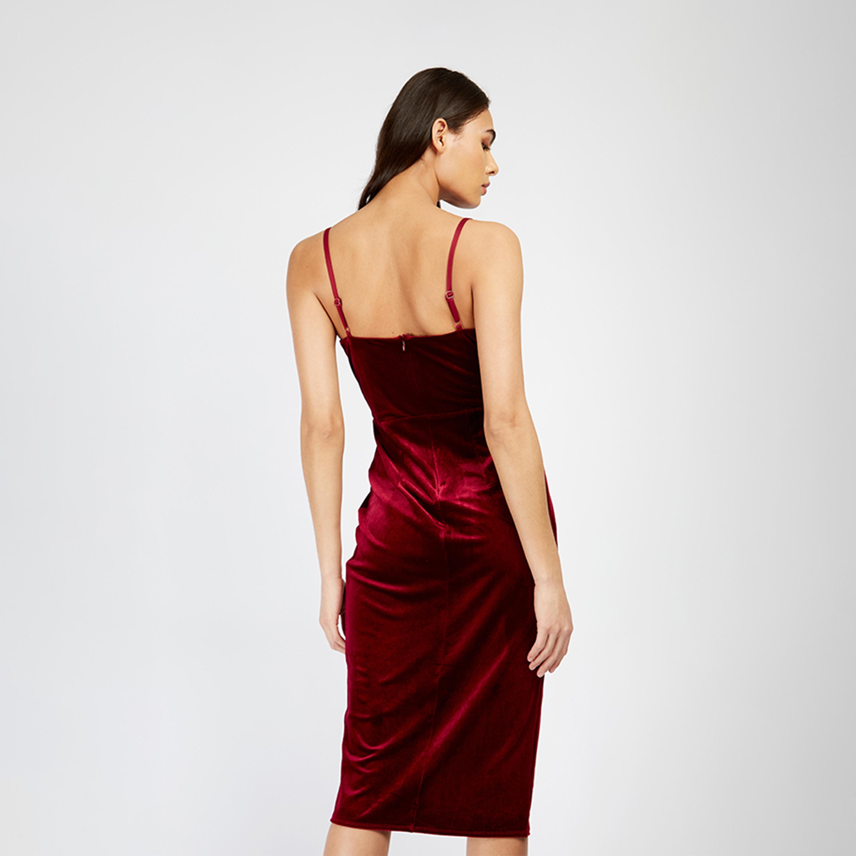 فستان ميدي بفتحة ورقبة على شكل فى من ليتل ميستريس فيلفيت-women-clothing-dresses-image-3