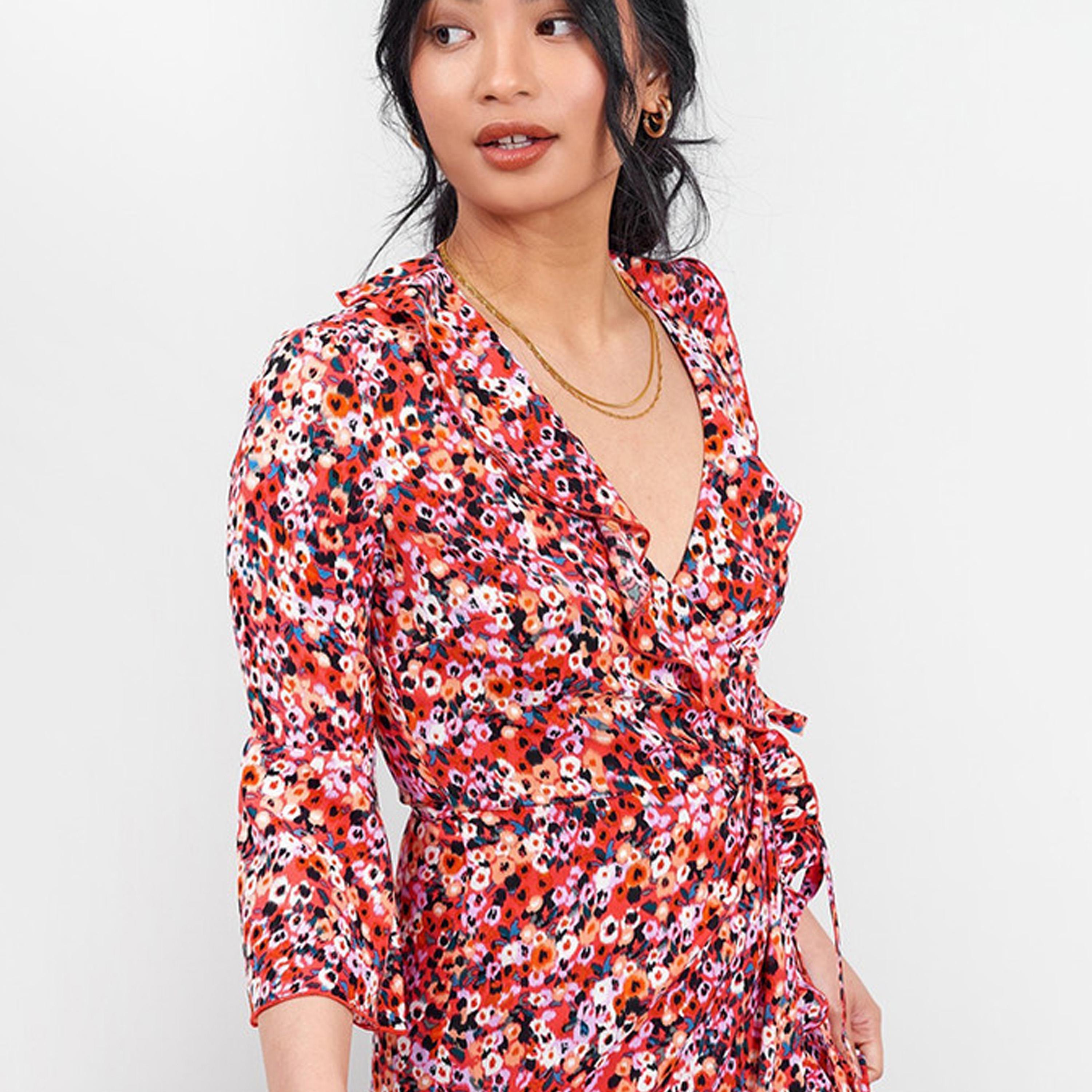 فستان ميدي ملفوف مزين بالزهور بمتعدد الألوان من ليتل ميسترس -women-clothing-dresses-image-3