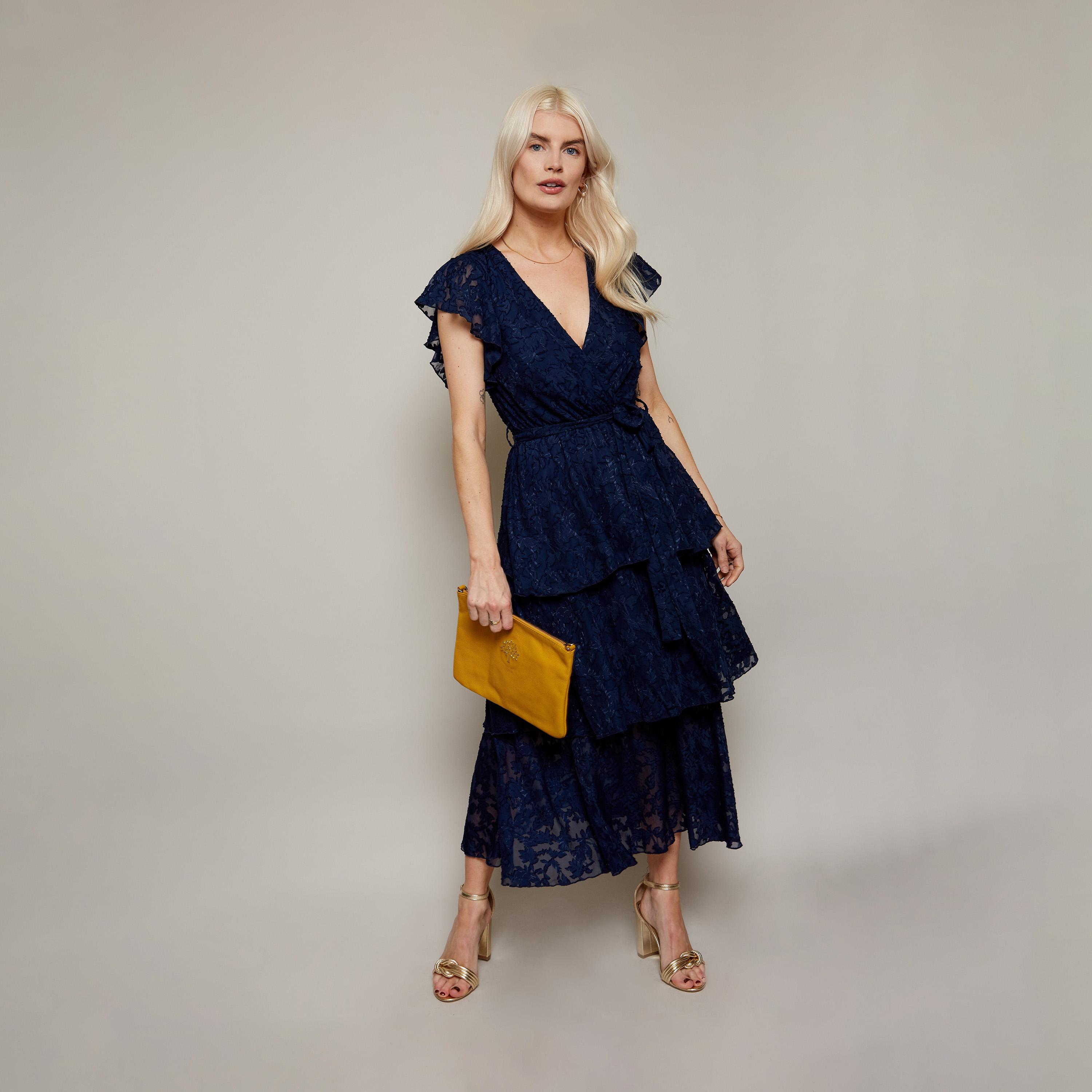 ليتل مسترس- فستان طبقات متوسط الطول ياقة على شكل V دانتيل أكمام قصيرة-women-clothing-dresses-image-1