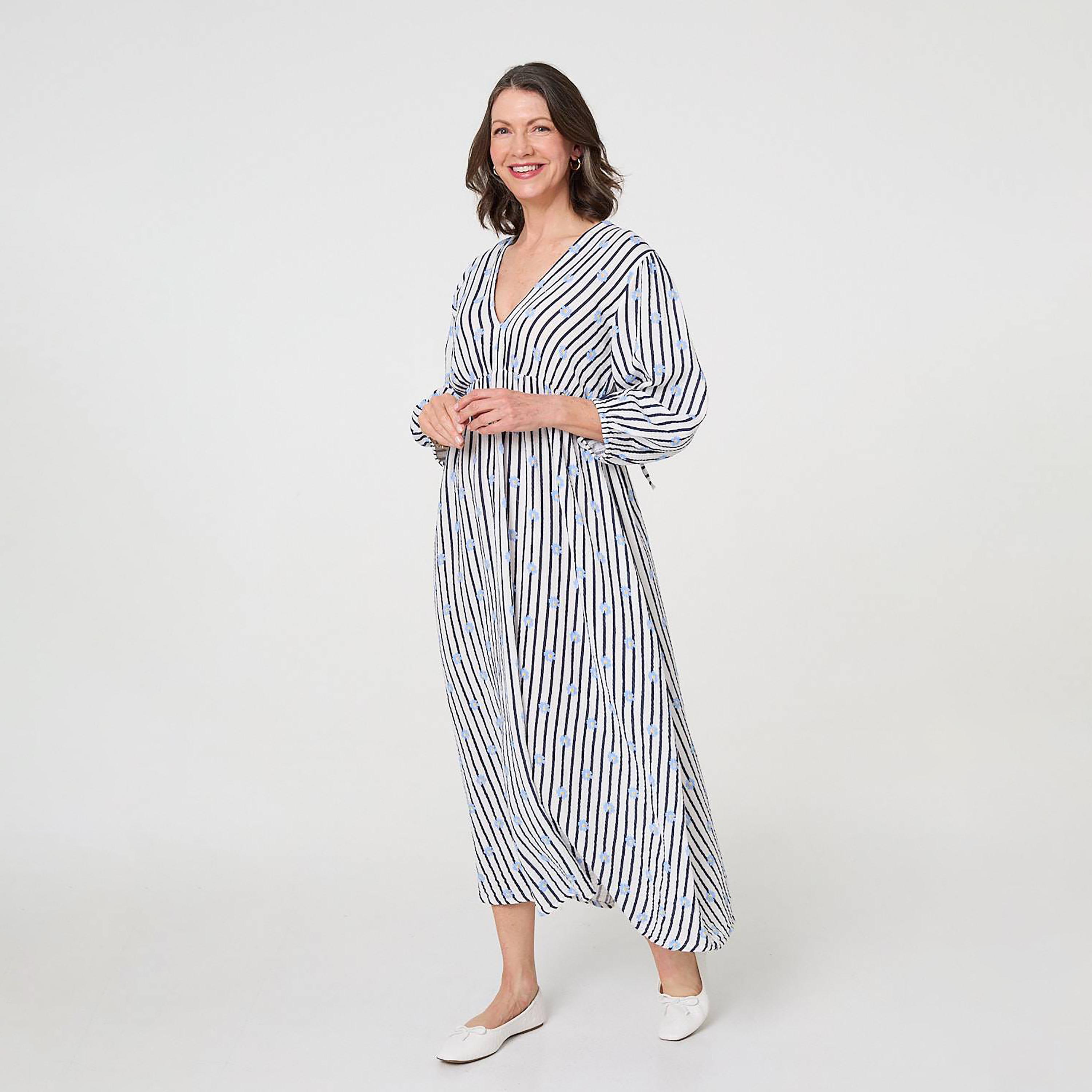 Izabel London Striped & Heart Print Cotton Women's Midi Dress-women-clothing-dresses-image-1