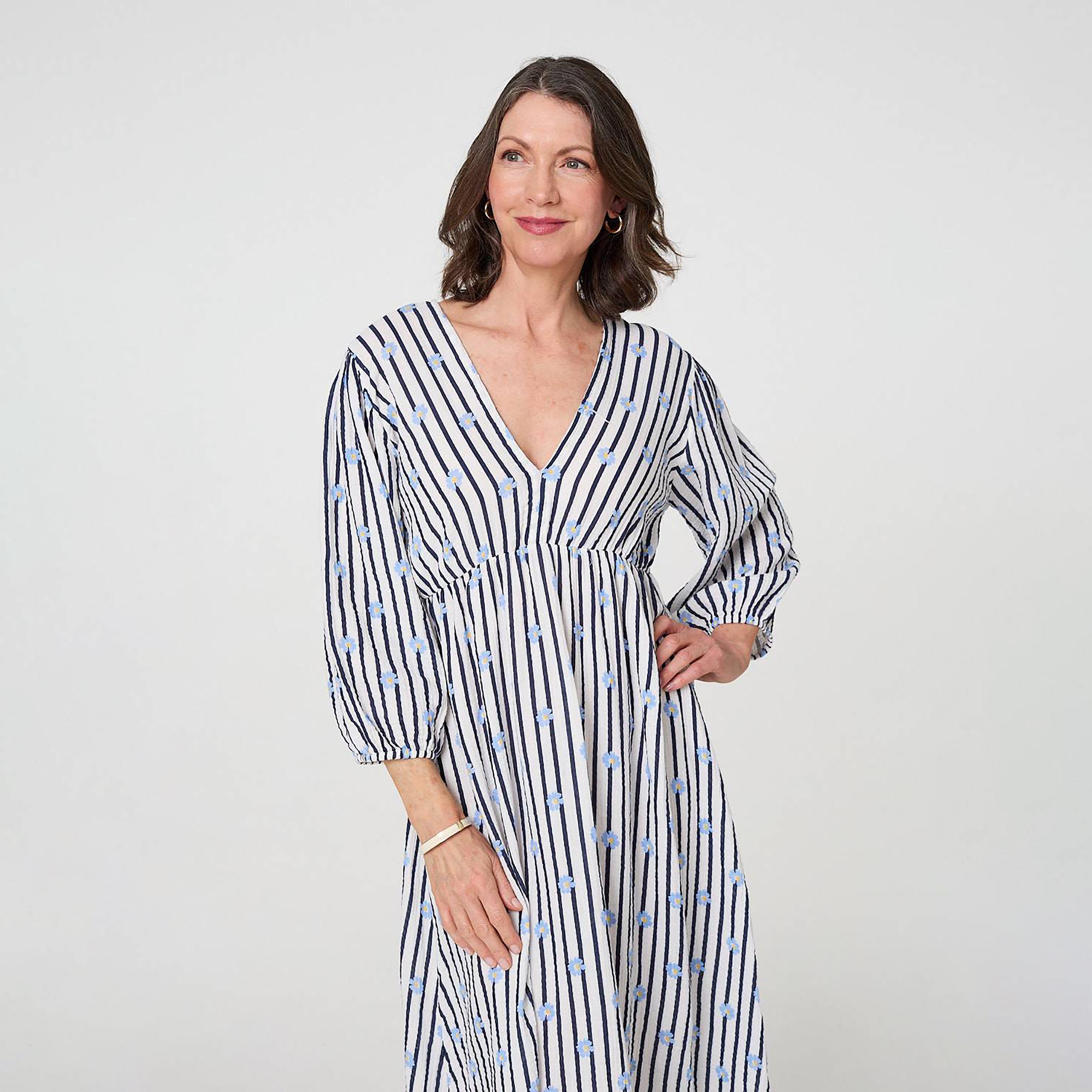 Izabel London Striped & Heart Print Cotton Women's Midi Dress-women-clothing-dresses-image-2