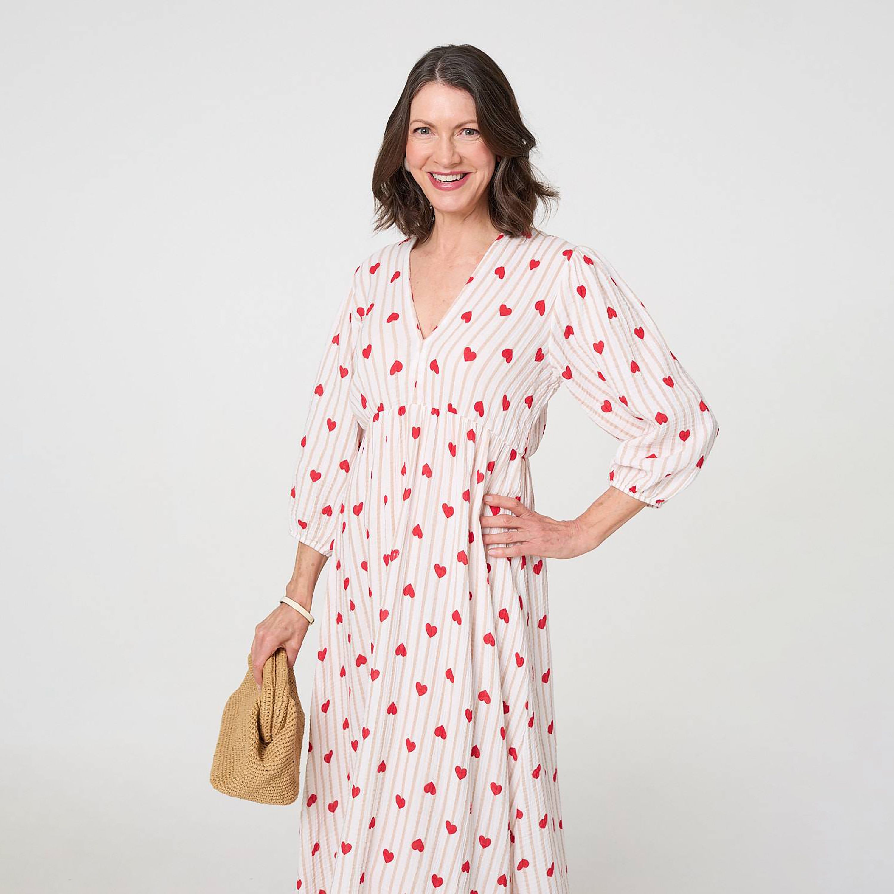 Izabel London Striped & Heart Print Cotton Women's Midi Dress-women-clothing-dresses-image-2