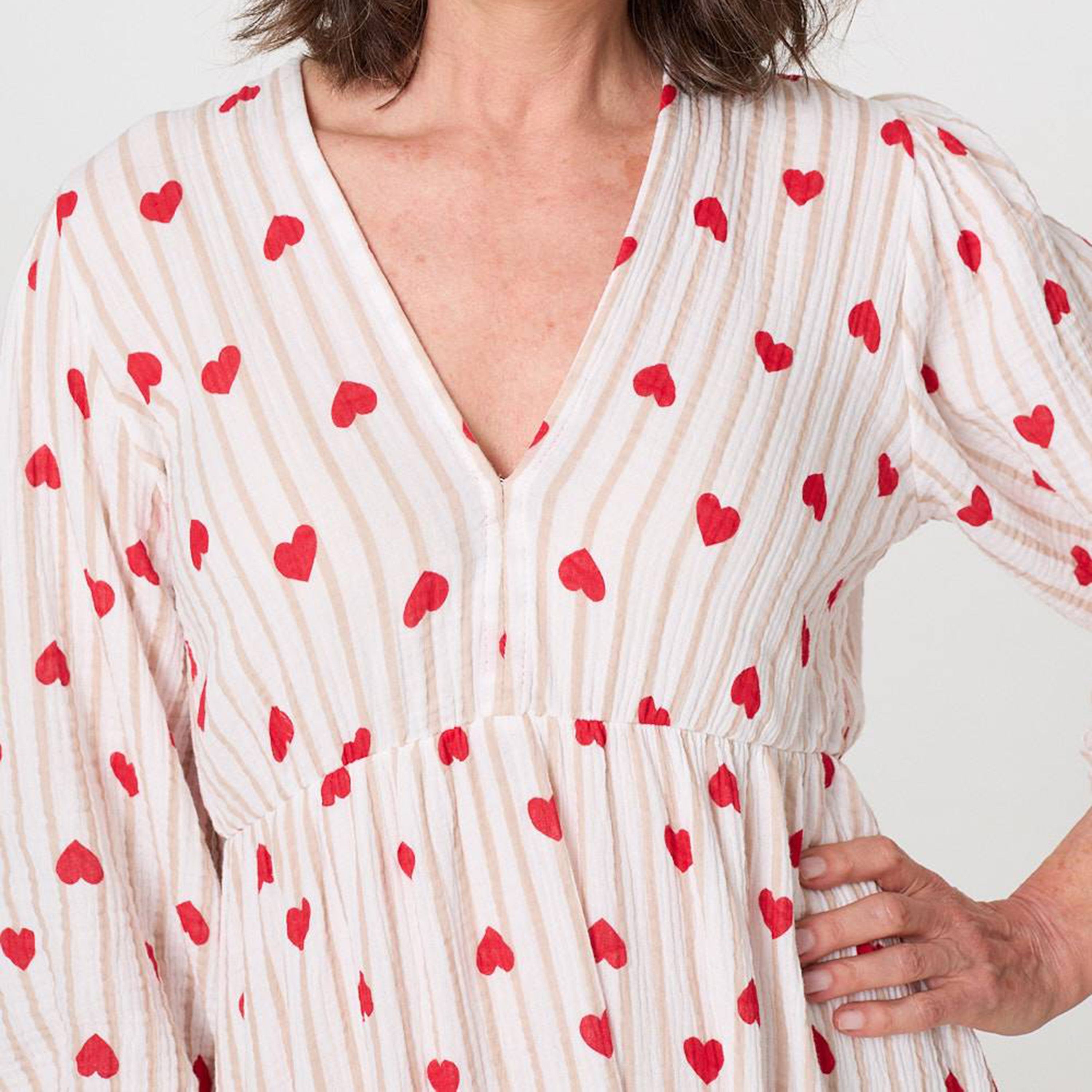 Izabel London Striped & Heart Print Cotton Women's Midi Dress-women-clothing-dresses-image-4