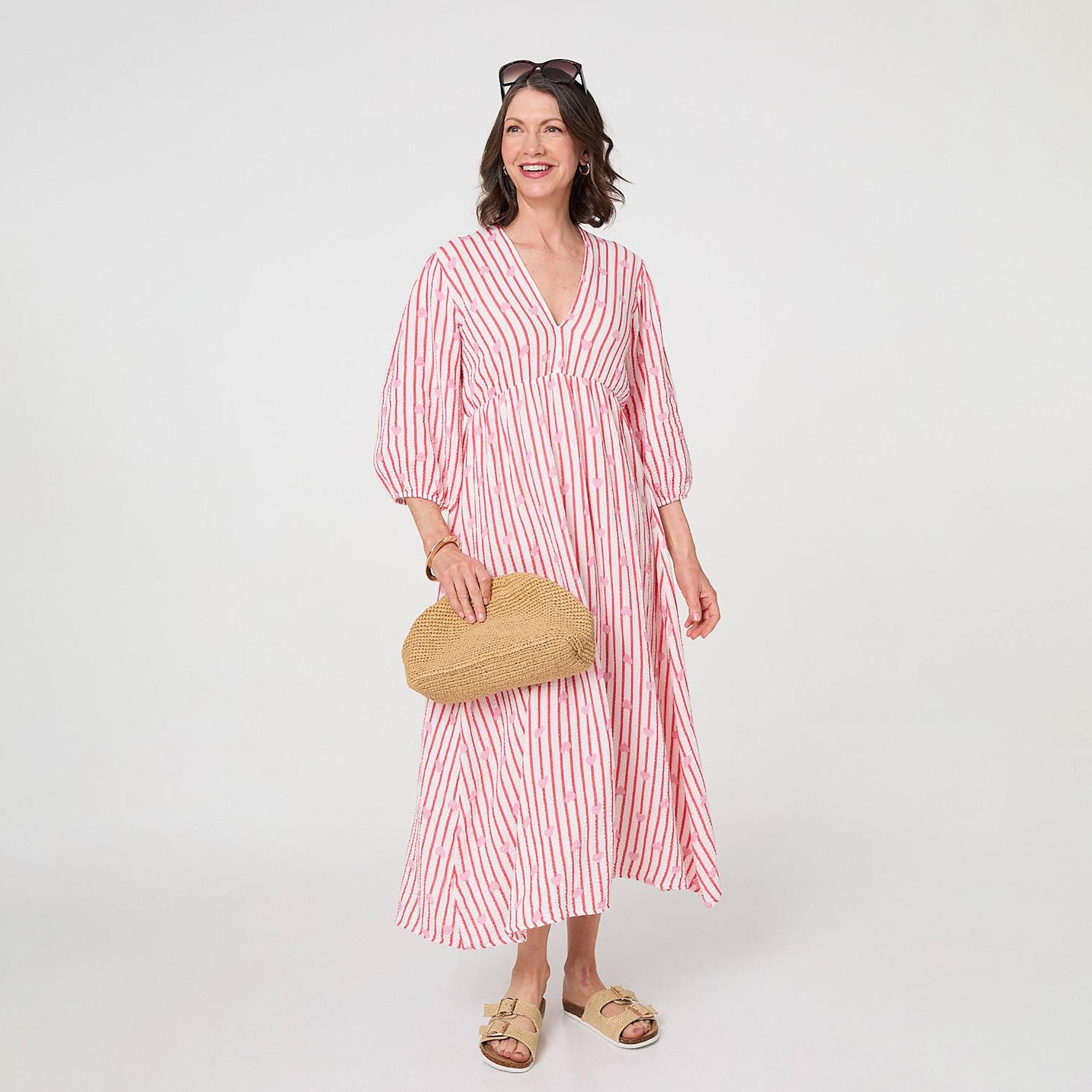 Izabel London Striped & Heart Print Cotton Women's Midi Dress-women-clothing-dresses-image-1