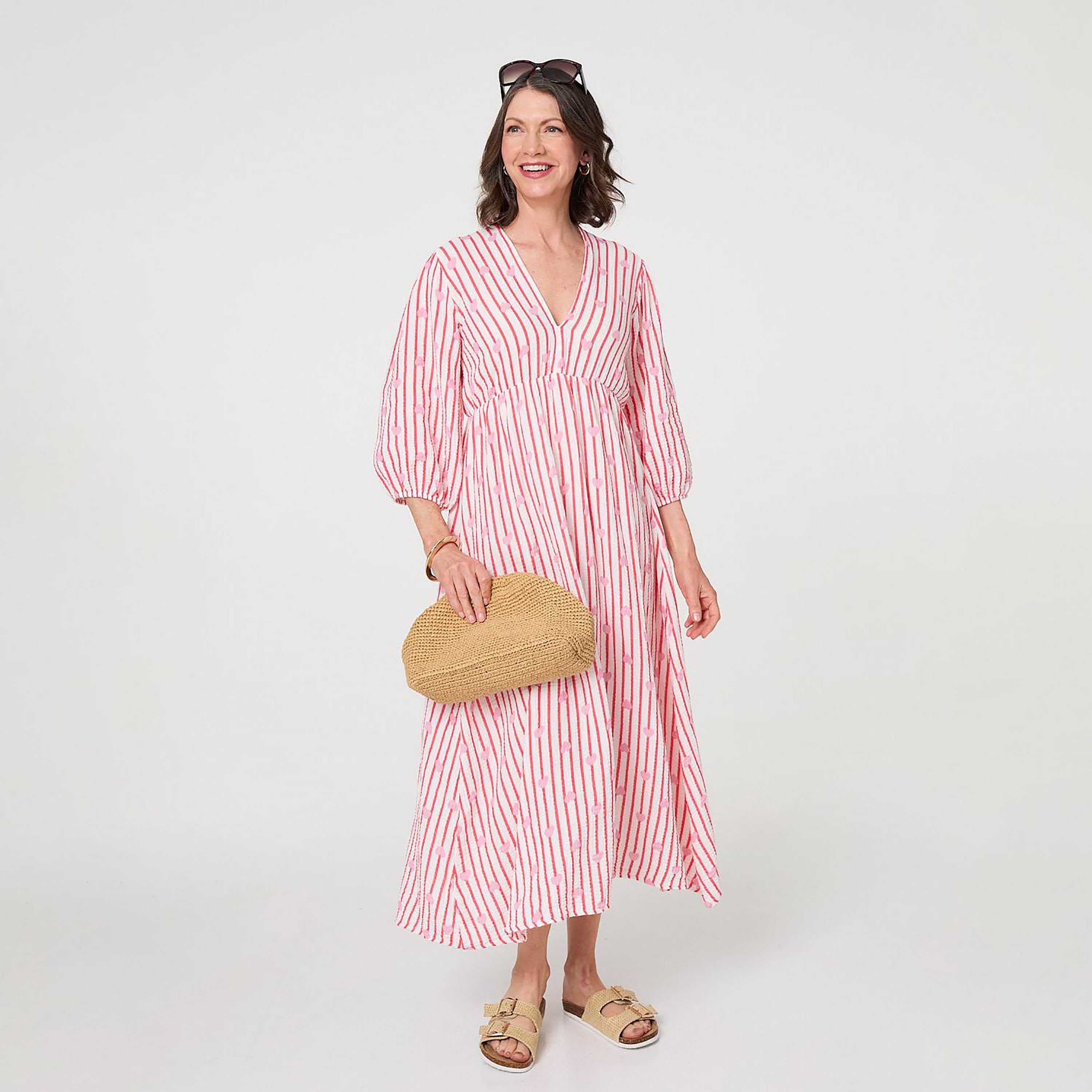 Izabel London Striped & Heart Print Cotton Women's Midi Dress-women-clothing-dresses-image-5