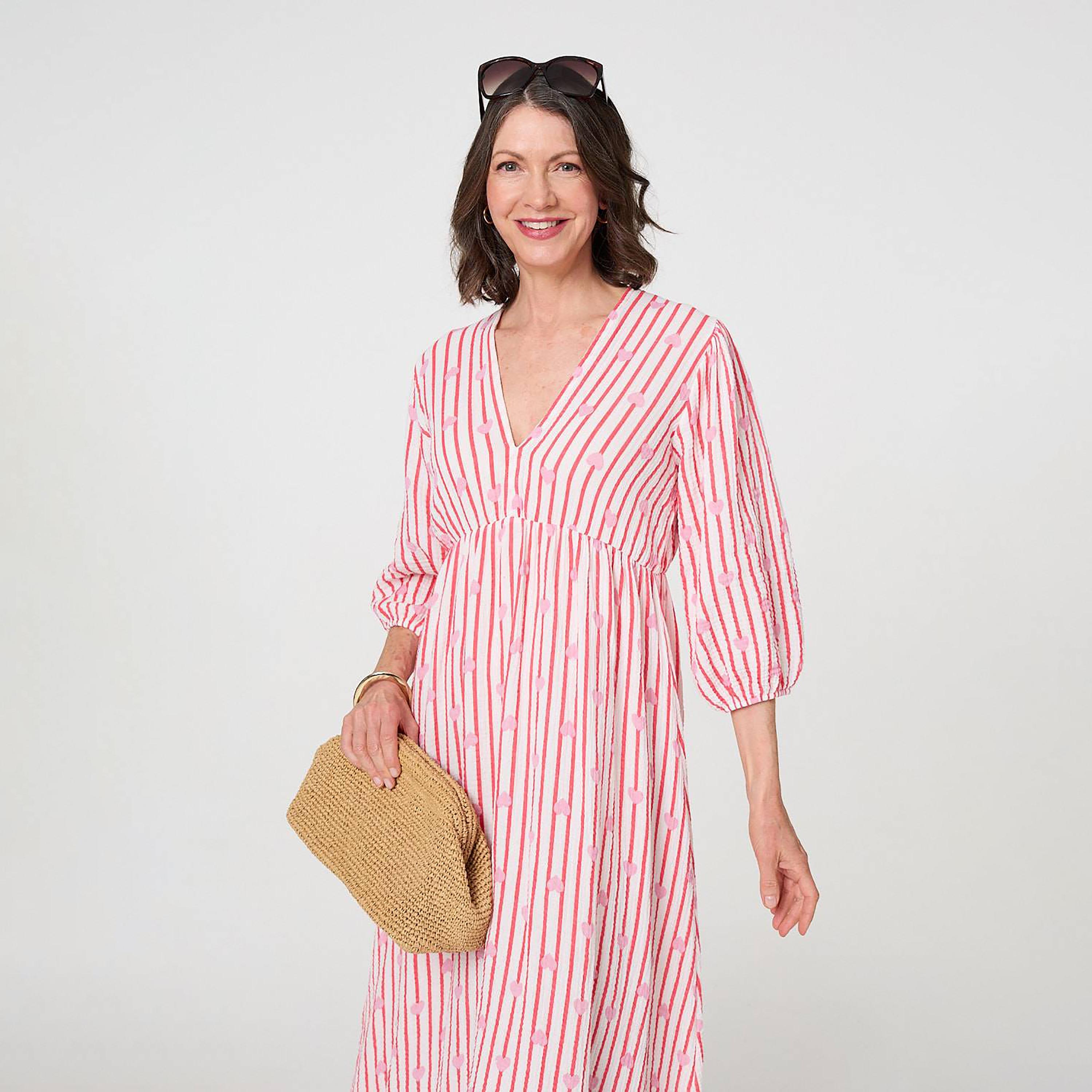 Izabel London Striped & Heart Print Cotton Women's Midi Dress-women-clothing-dresses-image-2