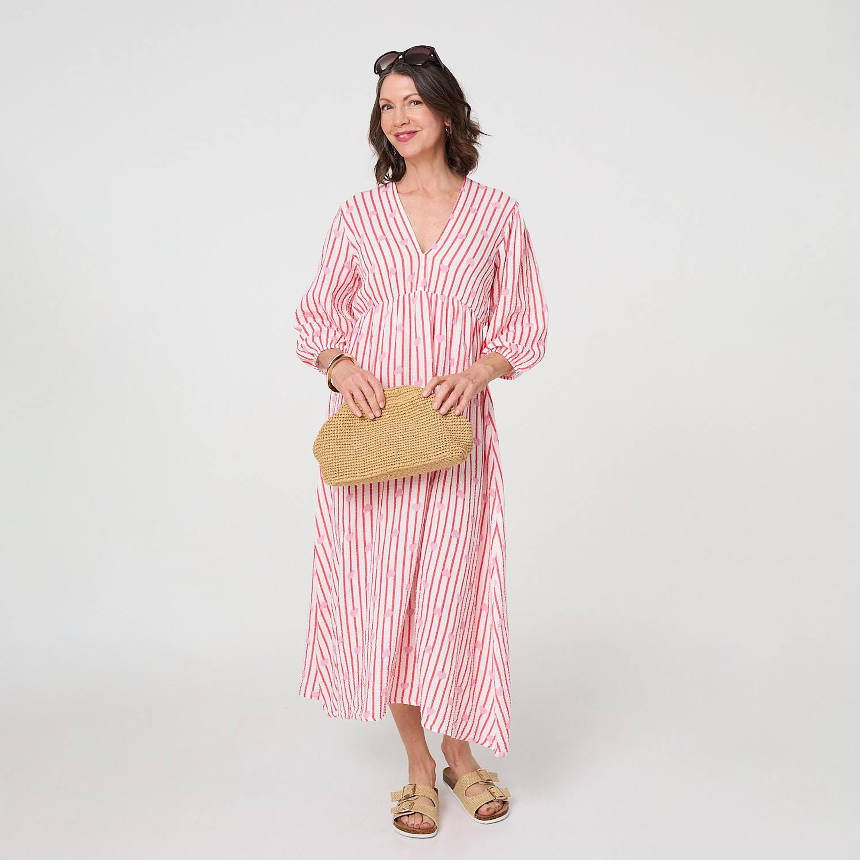 Izabel London Striped & Heart Print Cotton Women's Midi Dress-women-clothing-dresses-image-3