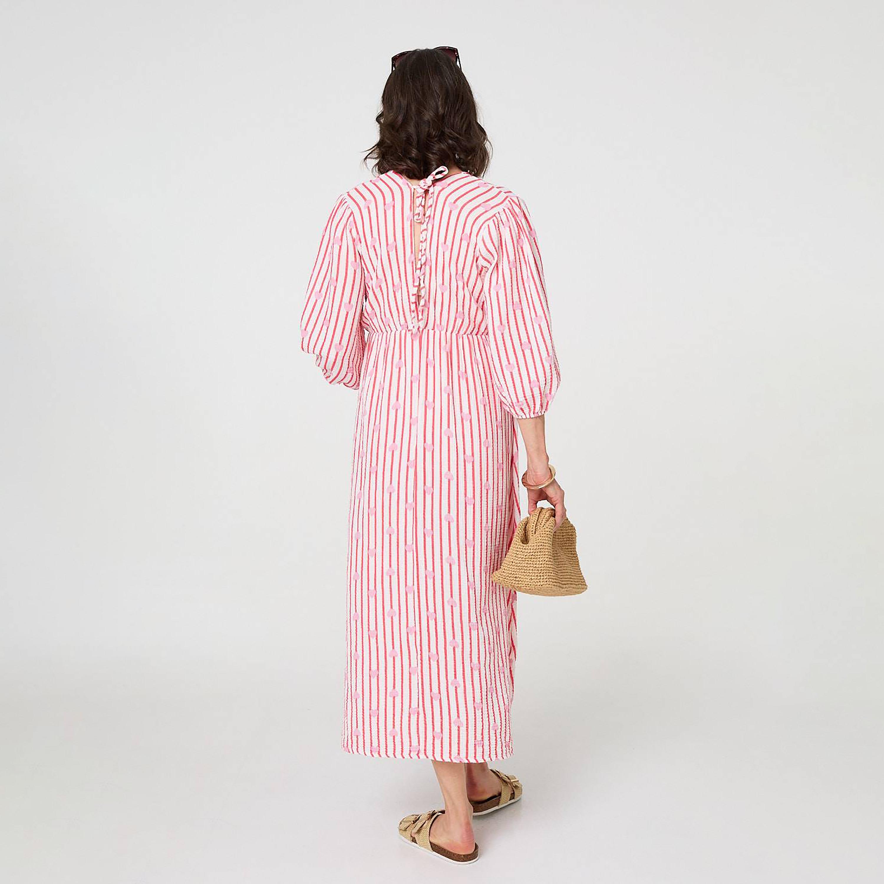 Izabel London Striped & Heart Print Cotton Women's Midi Dress-women-clothing-dresses-image-4