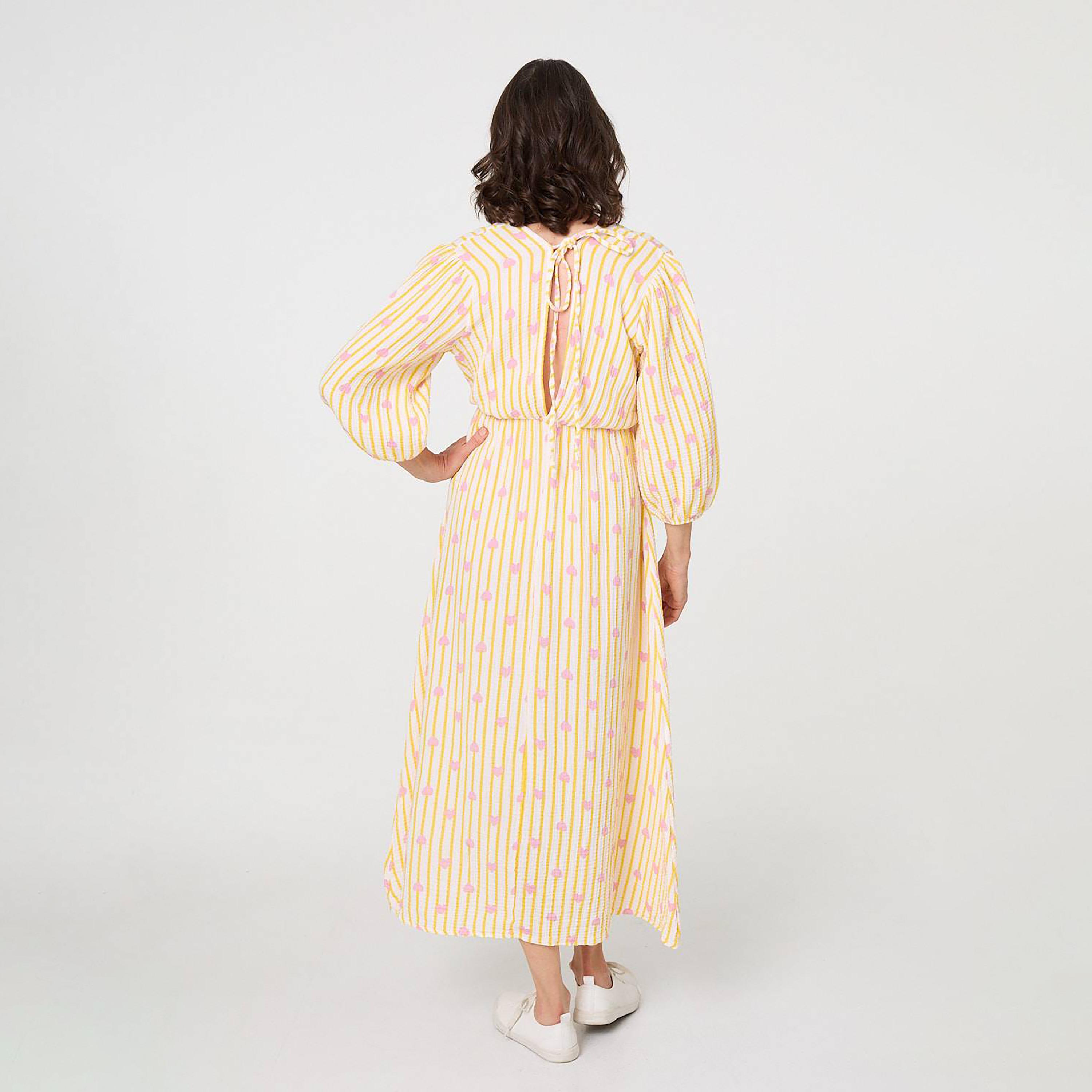 Izabel London Striped & Heart Print Cotton Women's Midi Dress-women-clothing-dresses-image-3