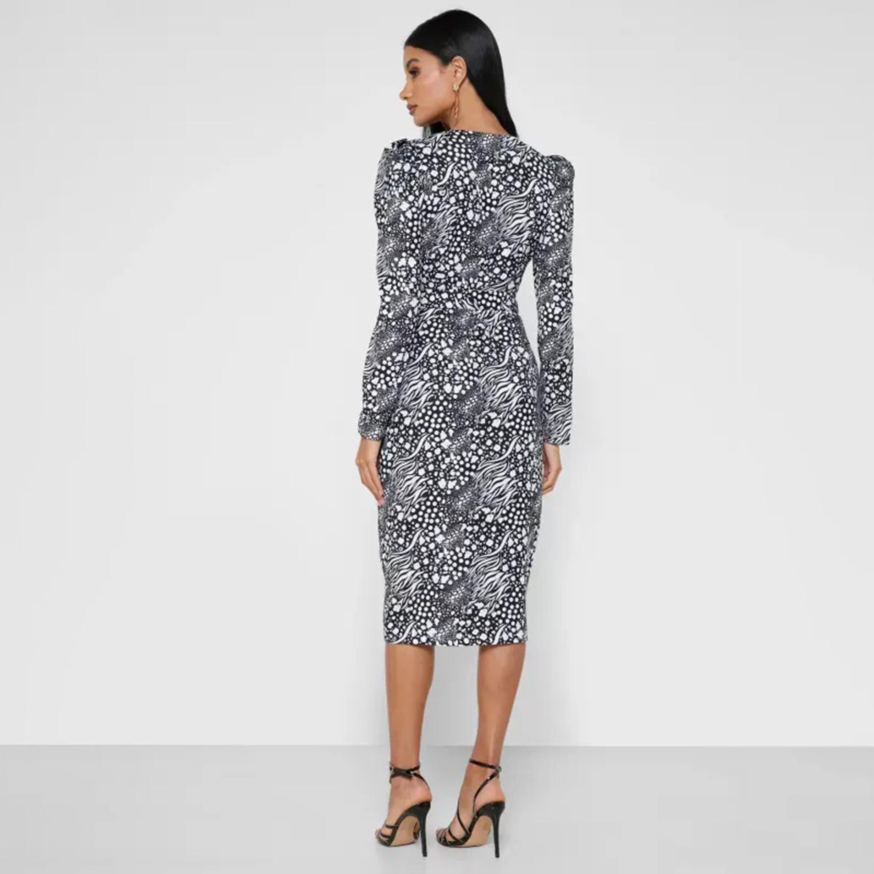 فستان ميدي بحزام أسود من ليتل ميسترس -women-clothing-dresses-image-2