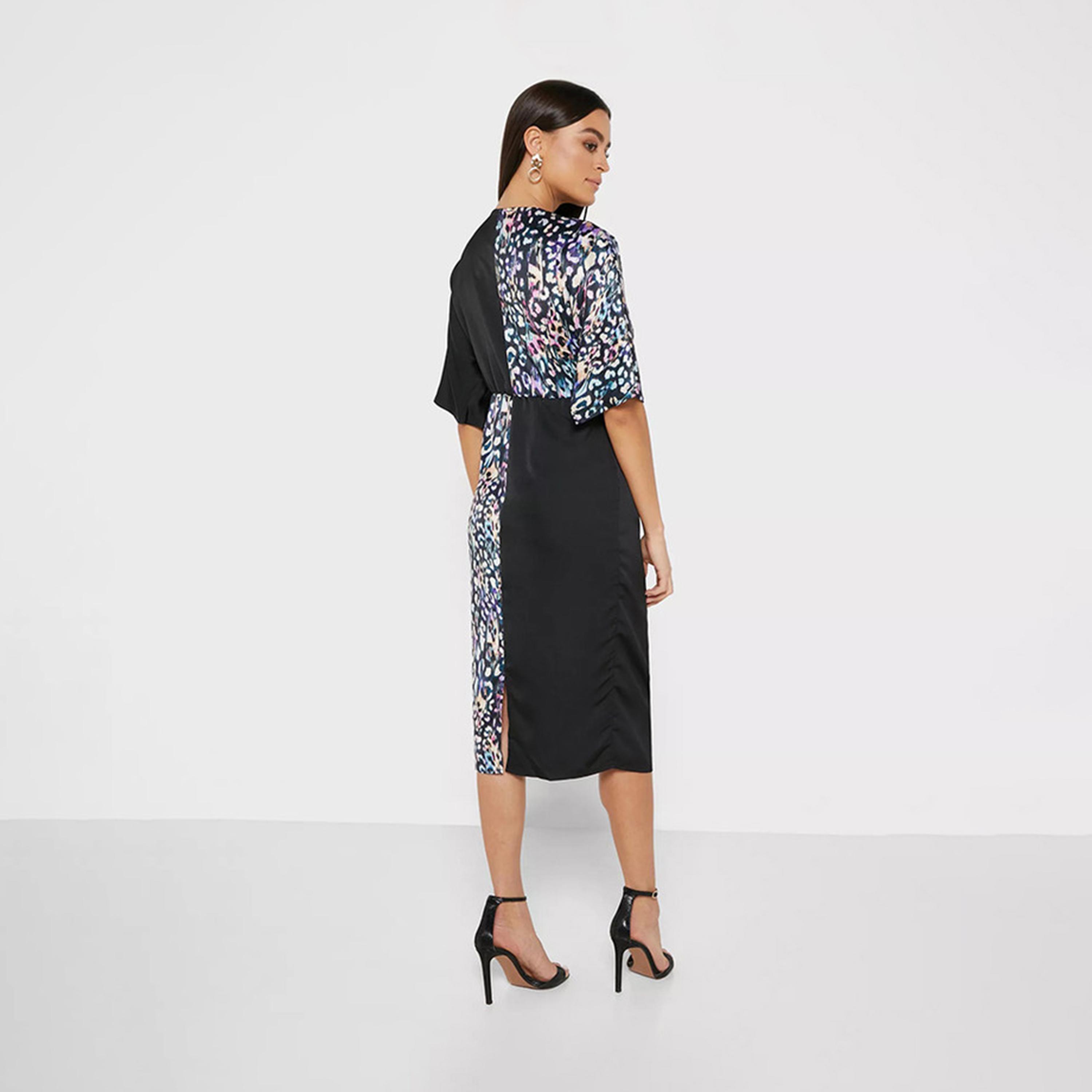 فستان ميدي بلون أسود ذو ساتان من ليتل ميسترس-women-clothing-dresses-image-3