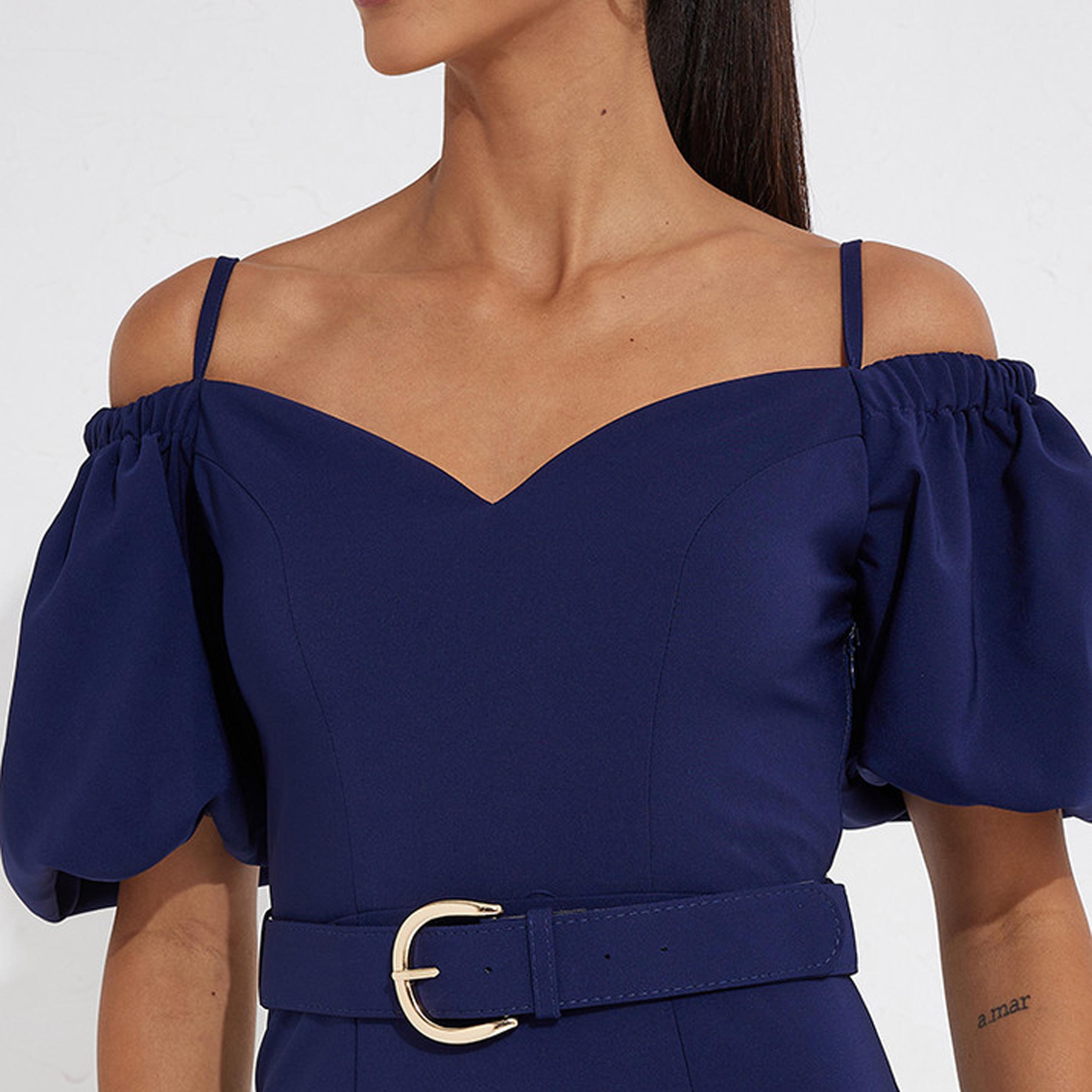 ليتل مسترس-  فستان ضيق متوسط الطول أكمام قصيرة-women-clothing-dresses-image-3