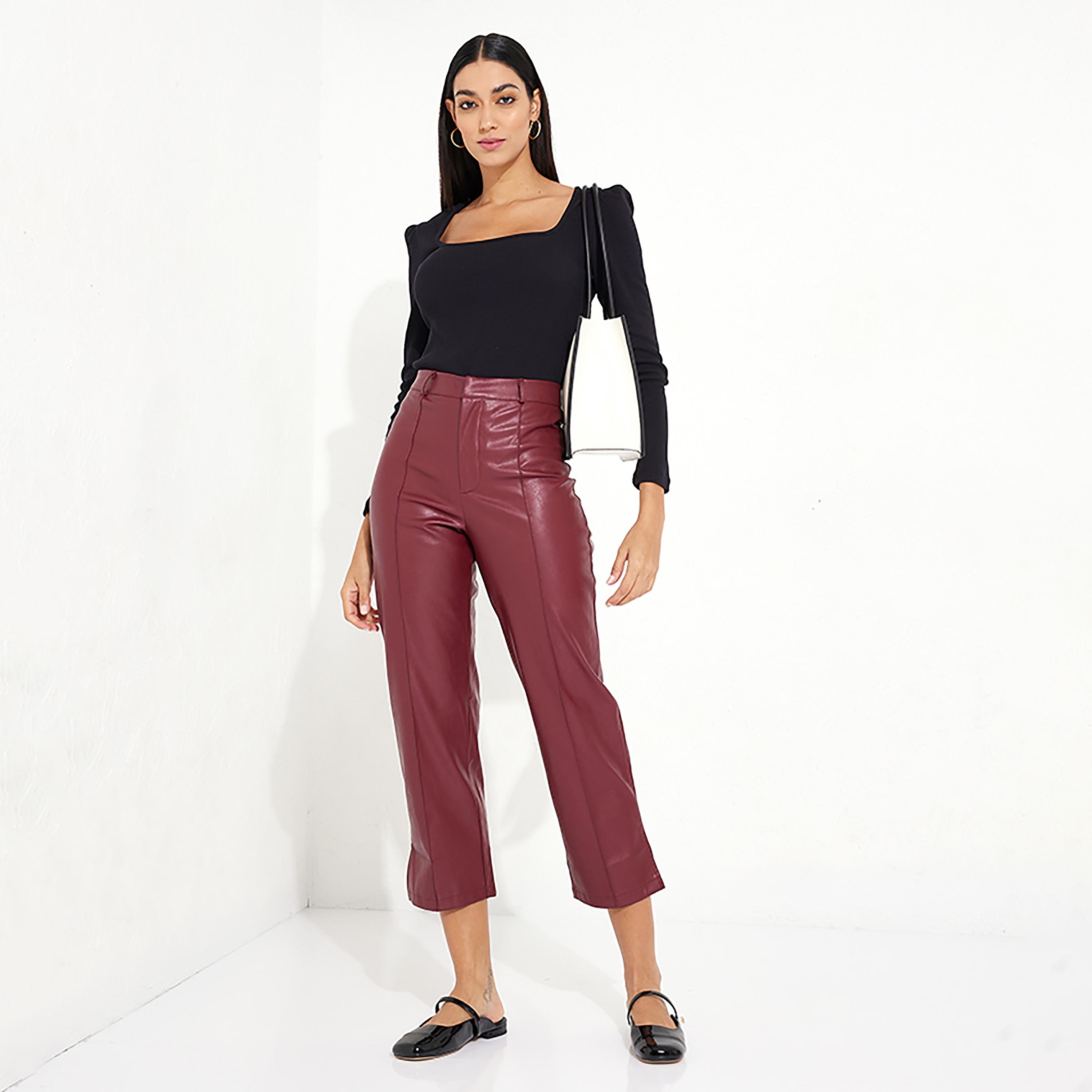 Little Mistress Black Plain Square Neck Long Sleeves Women's Top-women-clothing-shirtsandblouses-blouses-image-2