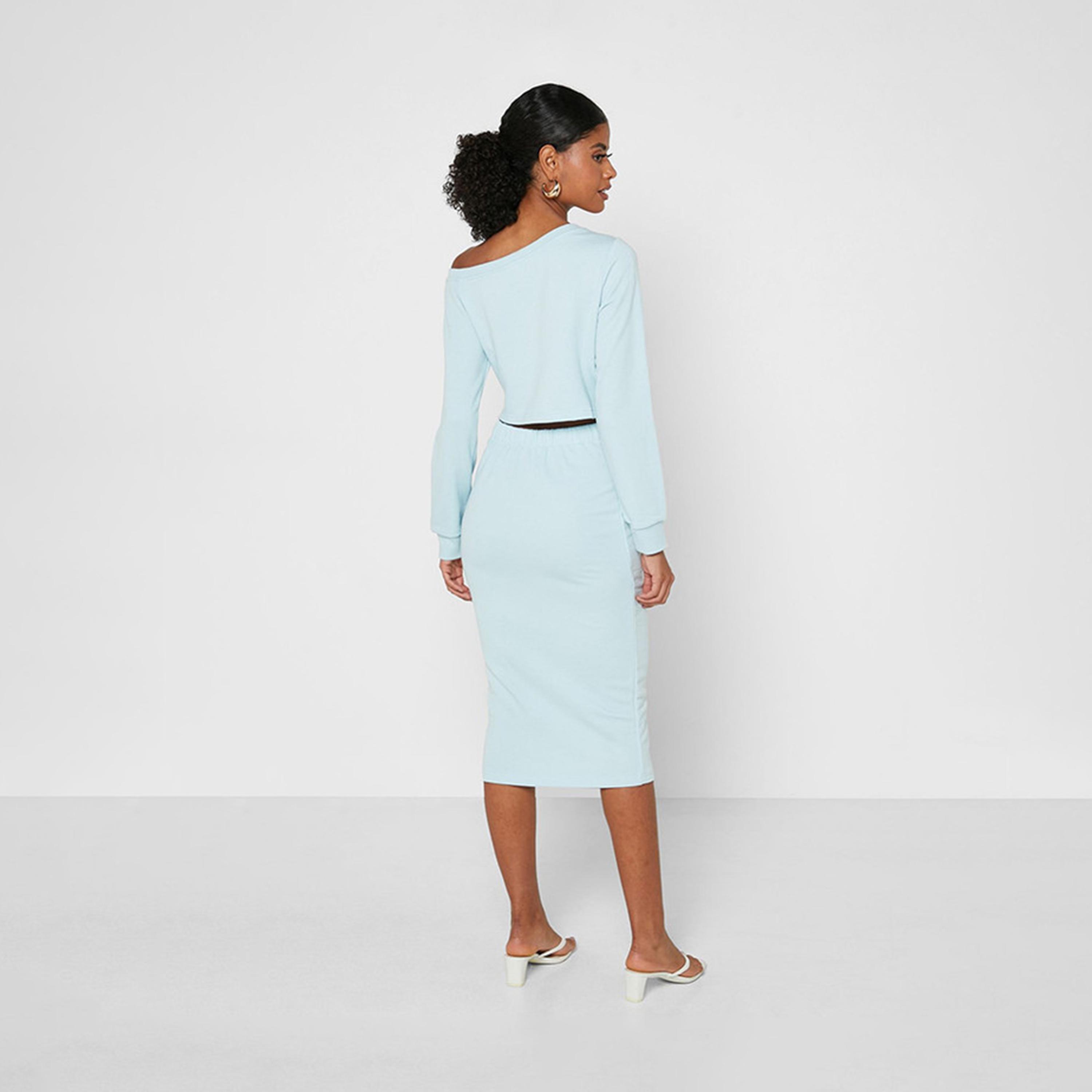 فستان ميدي بوديكون بكتف واحد من ليتل ميسترس باللون الأزرق الفاتح -women-clothing-dresses-image-3