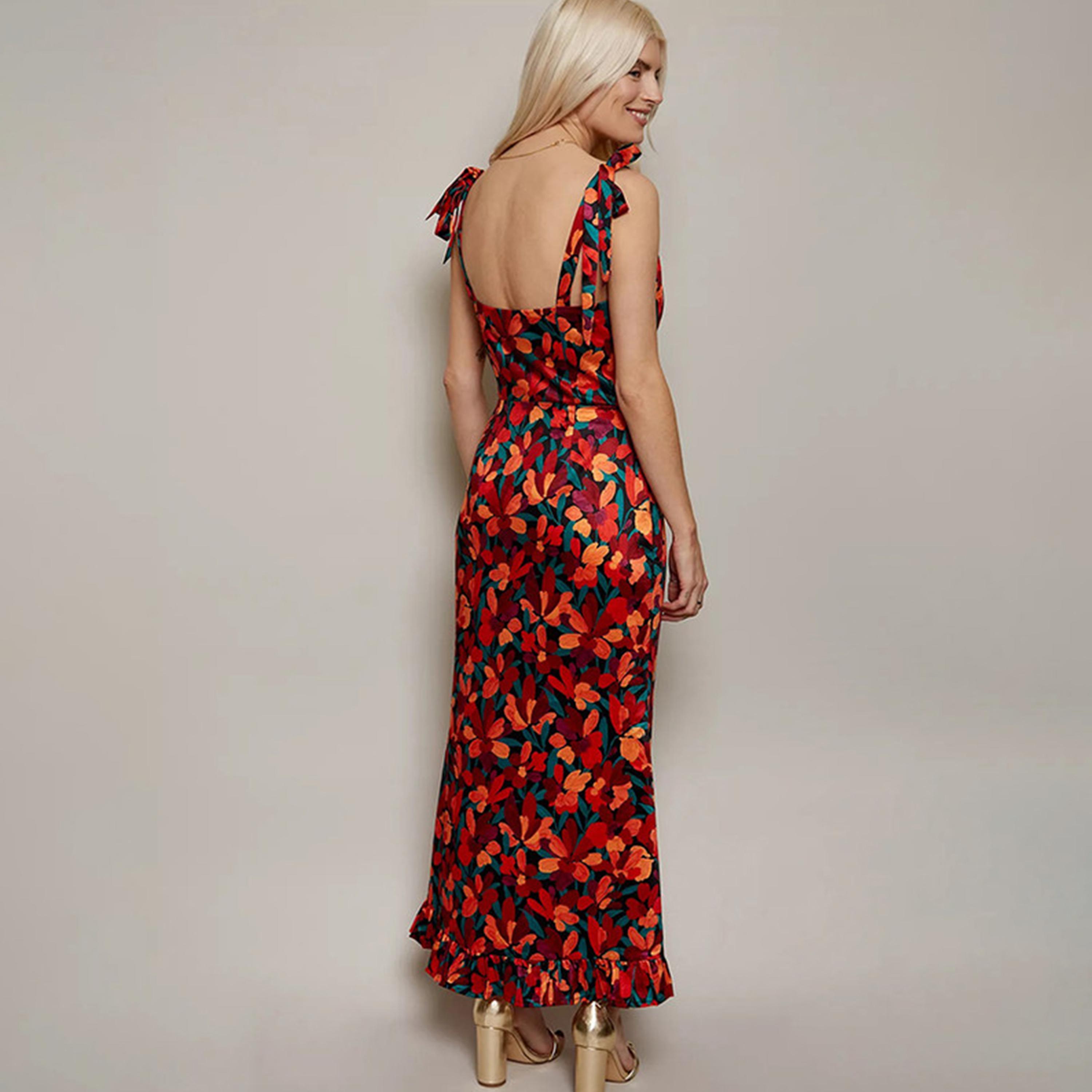 Little Mistress Floral Shoulder Straps Slit Maxi Dress-women-clothing-dresses-image-3