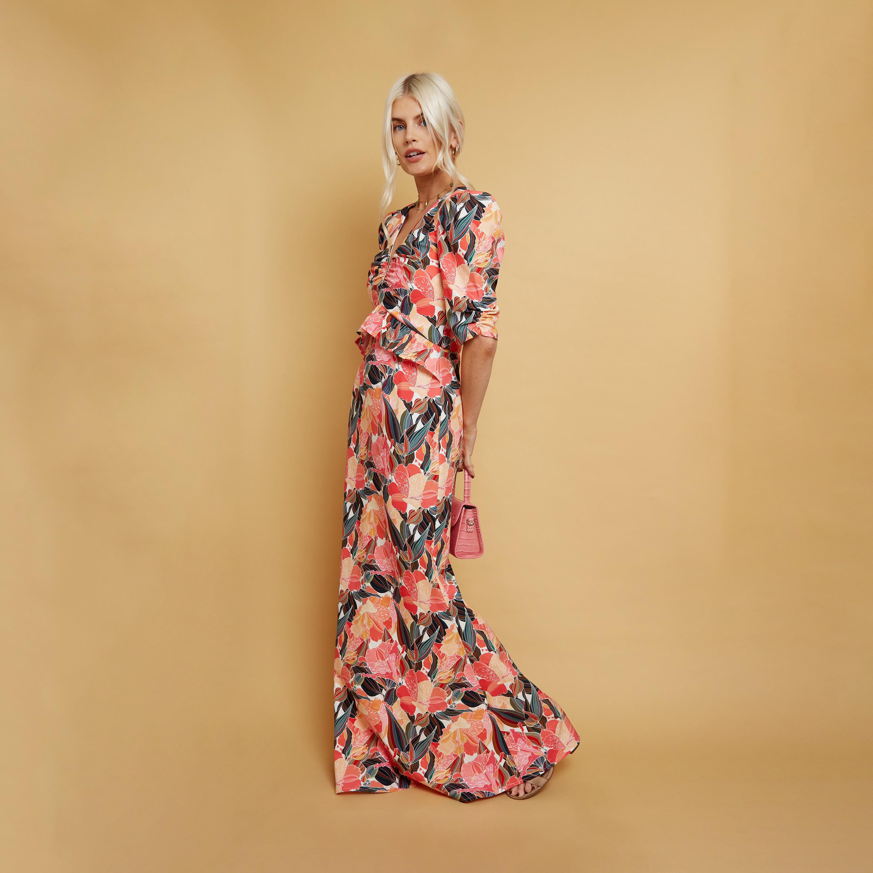 Little Mistress Floral V-neck A-line Maxi Dress-women-clothing-dresses-image-1