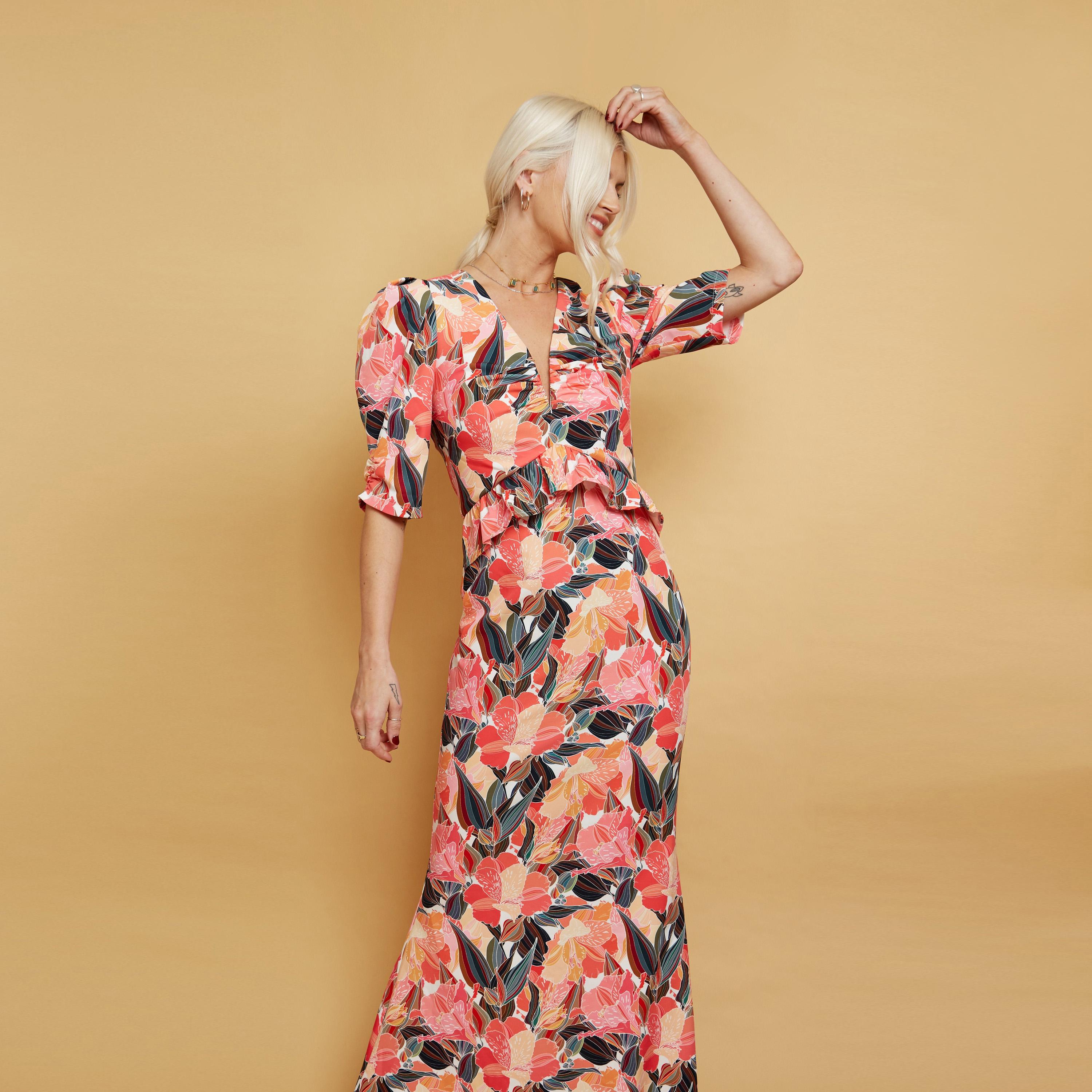 Little Mistress Floral V-neck A-line Maxi Dress-women-clothing-dresses-image-2