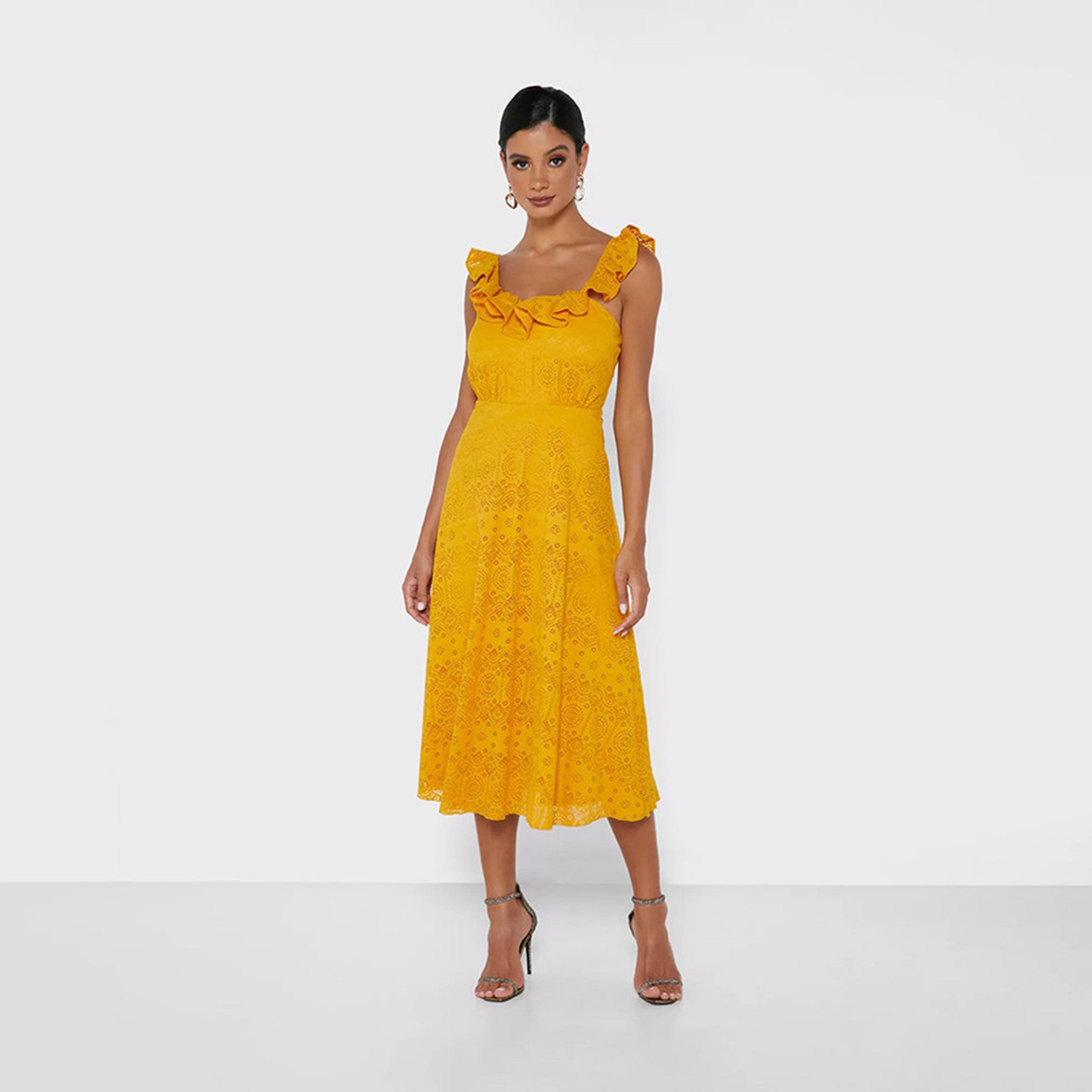 فستان ميدي مطرز من شيفلي بلون أصفر من ليتل ميستريس -women-clothing-dresses-image-3