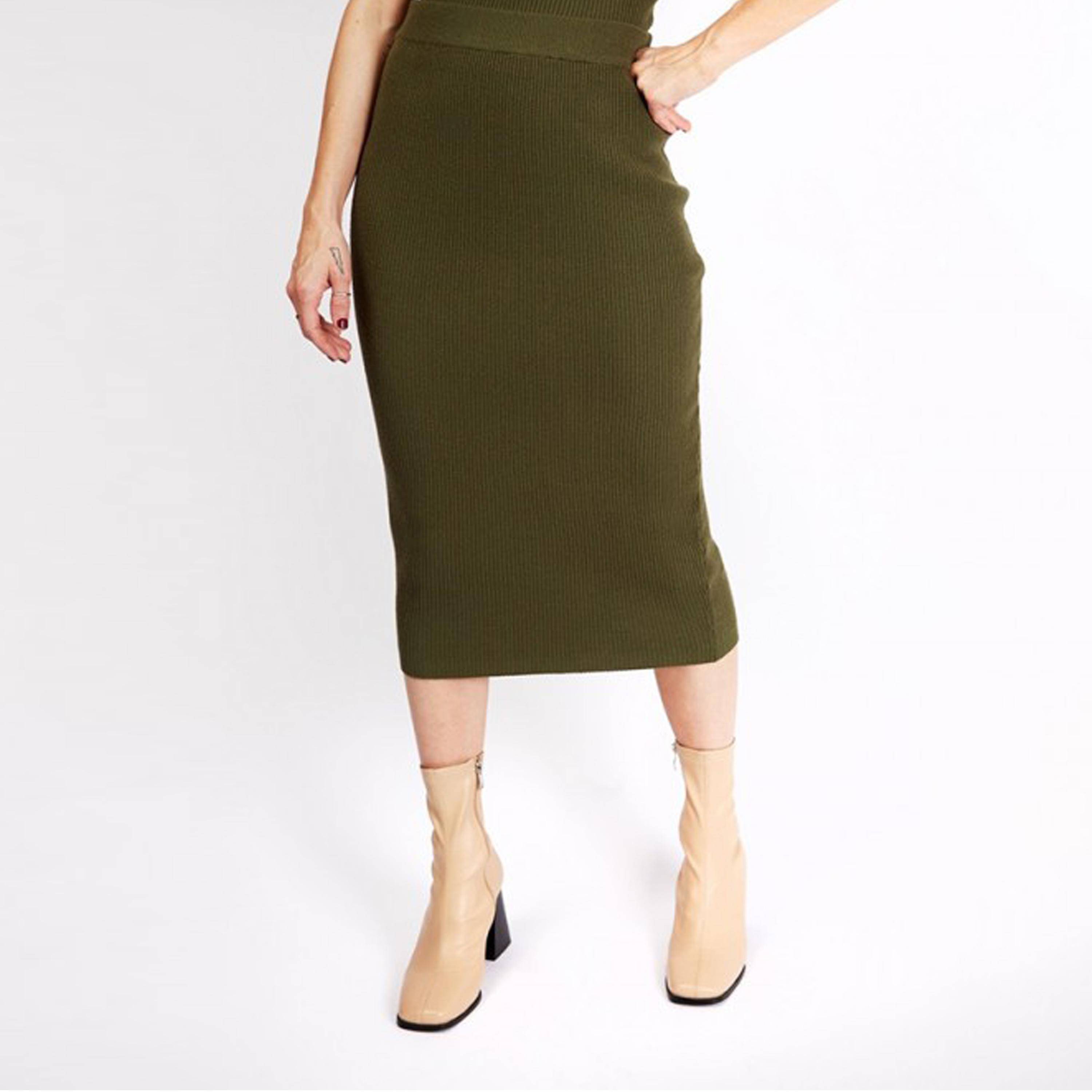 Little Mistress Ribbed Mid-Rise Elasticated Waist Midi Skirt-women-clothing-skirts-image-1