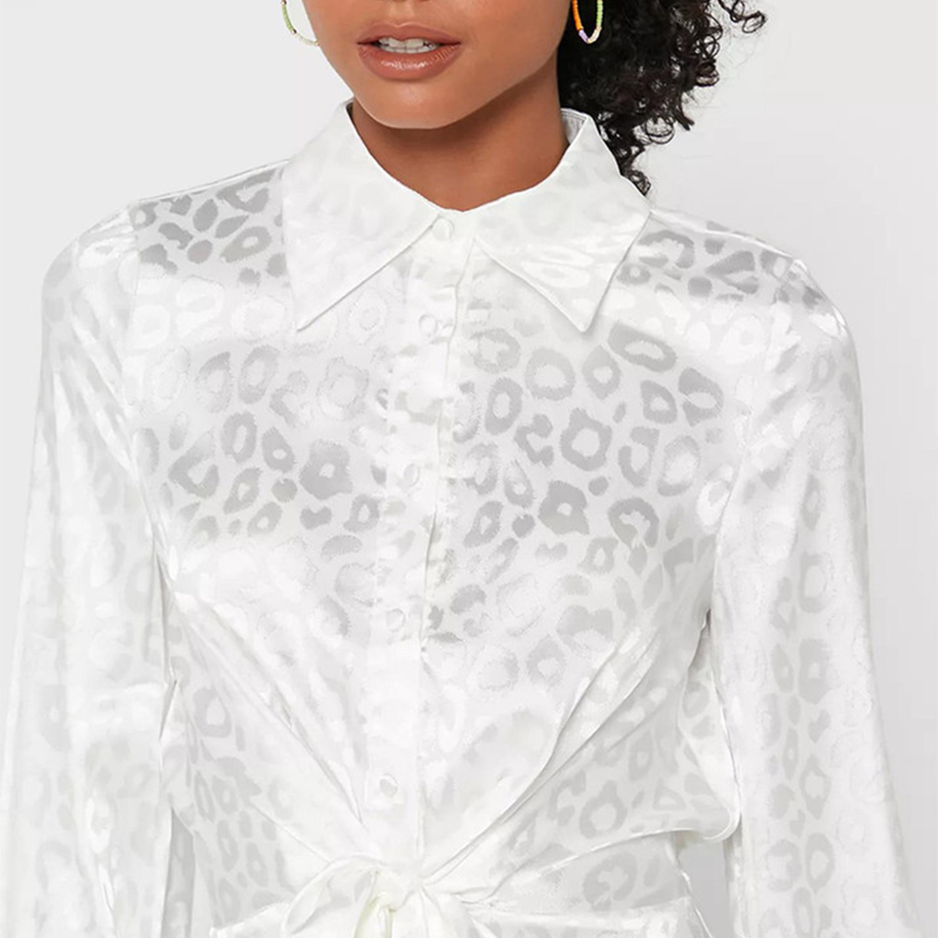 فستان قميص قصير باللون الأبيض بطباعة حيوان من ليتل ميسترس -women-clothing-dresses-image-2
