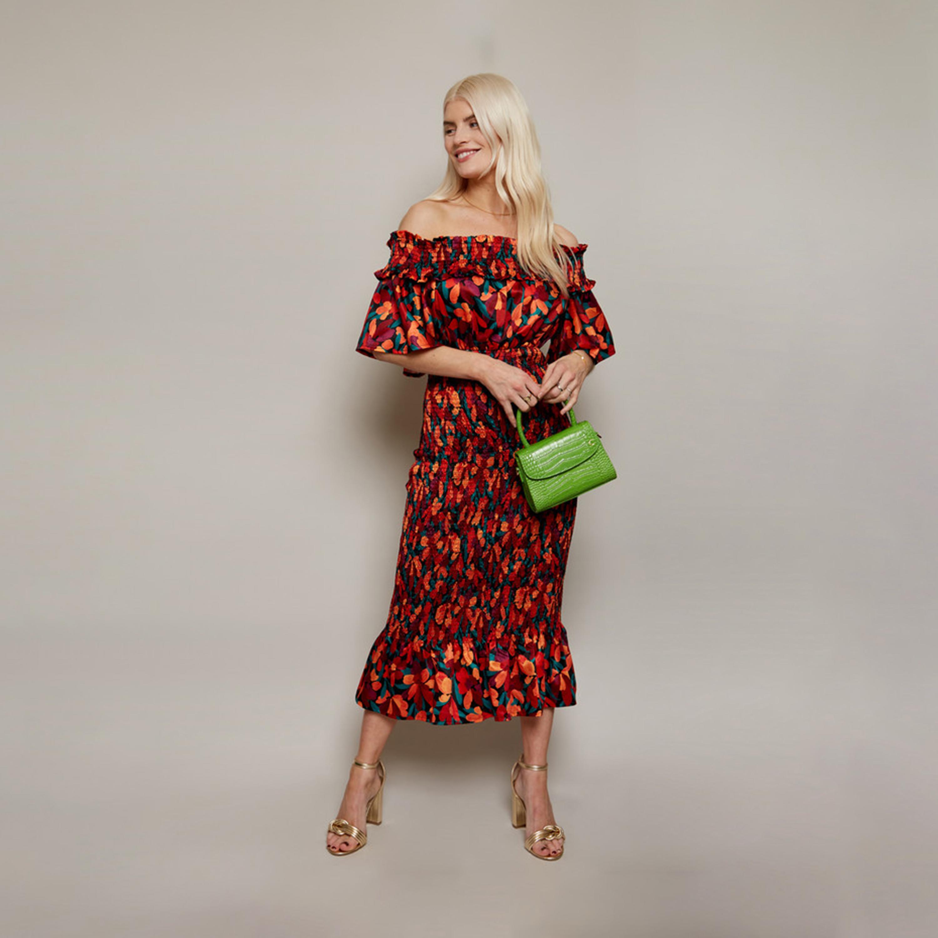 Little Mistress Floral Bodycon Midi Dress with Short Sleeves-women-clothing-dresses-image-2