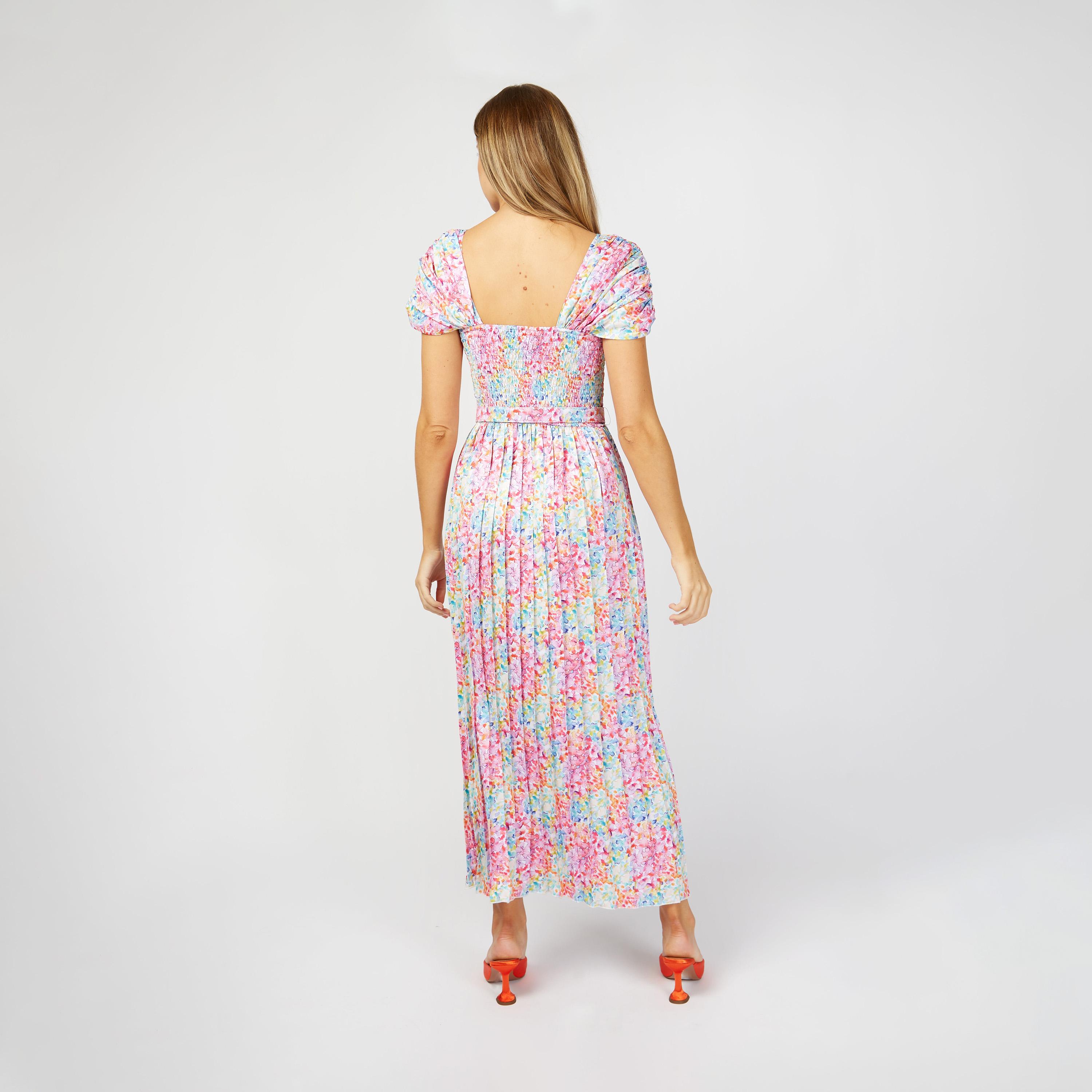 Little Mistress Printed Pleated Maxi Dress with Short Sleeves-women-clothing-dresses-image-4
