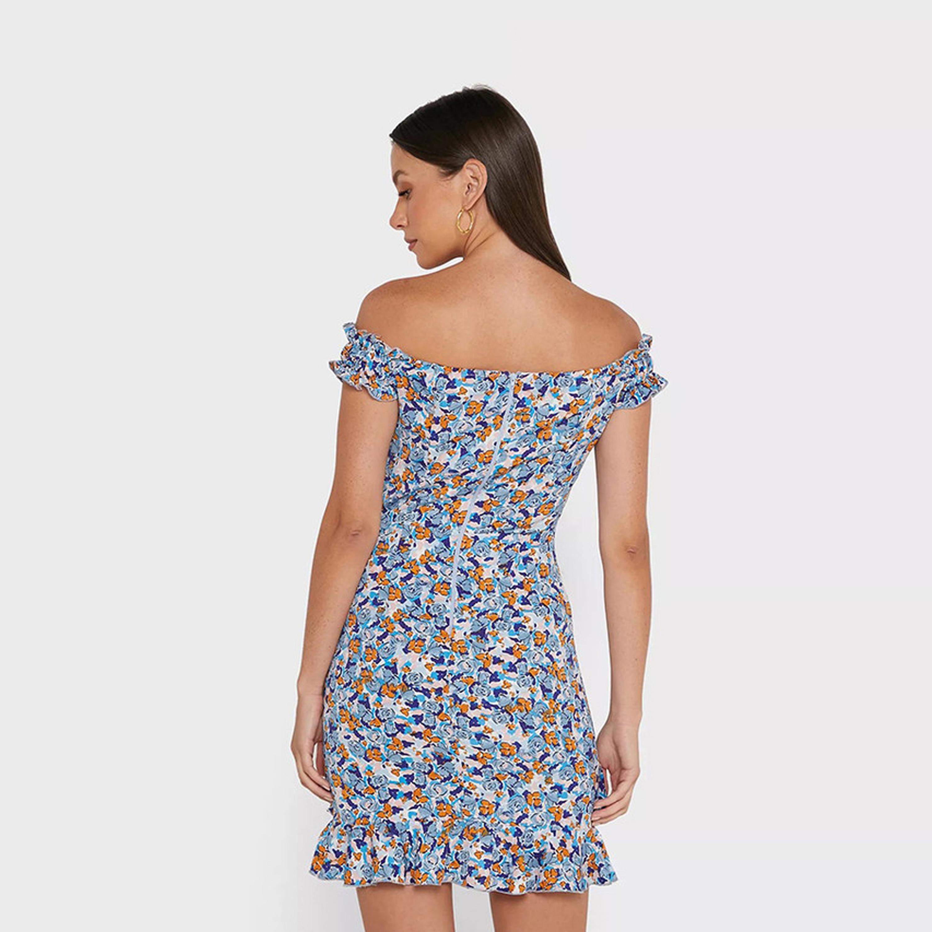 Little Mistress Blue Floral Skater Mini Dress-women-clothing-dresses-image-2