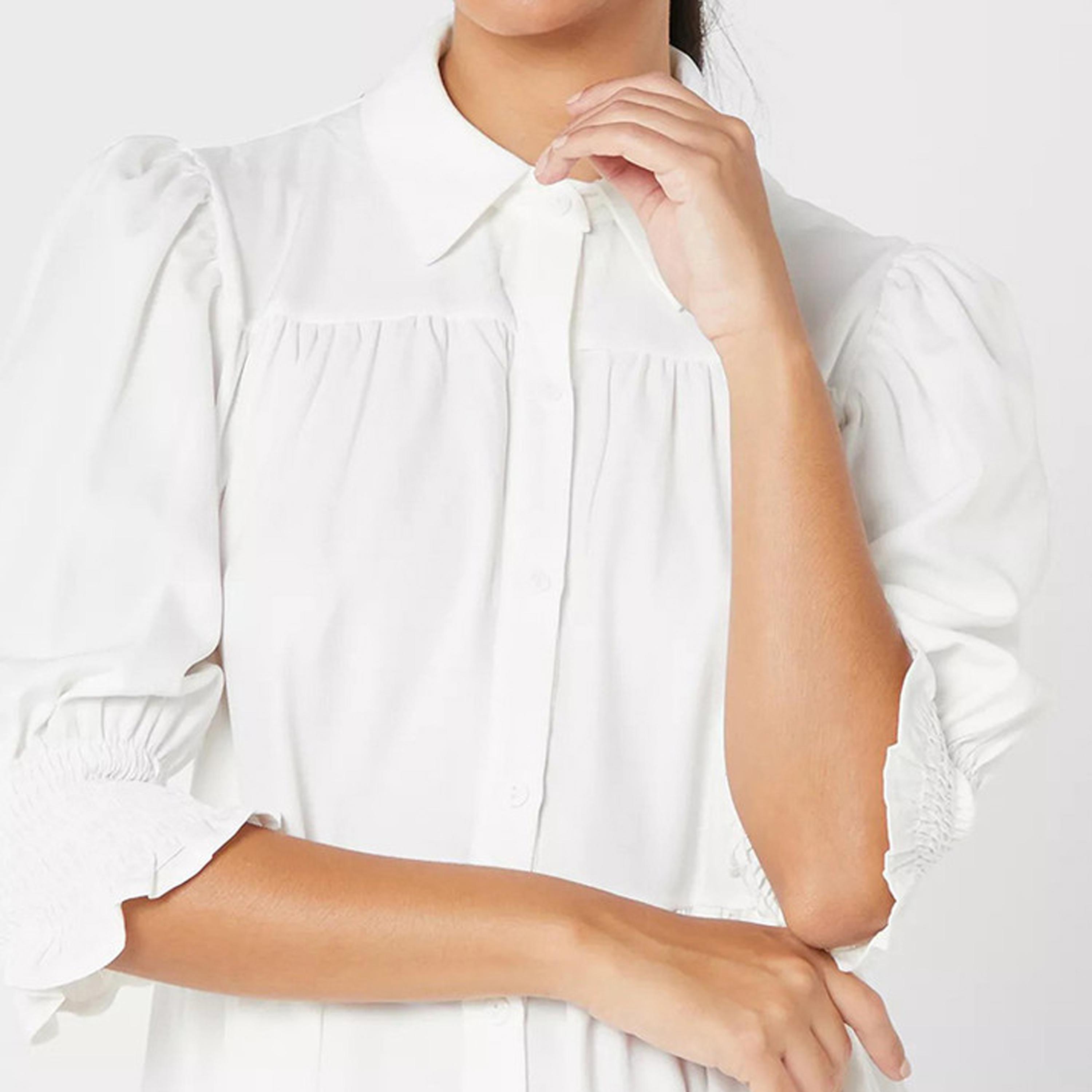 فستان قميص قصير باللون الأبيض من ليتل ميسترس -women-clothing-dresses-image-2