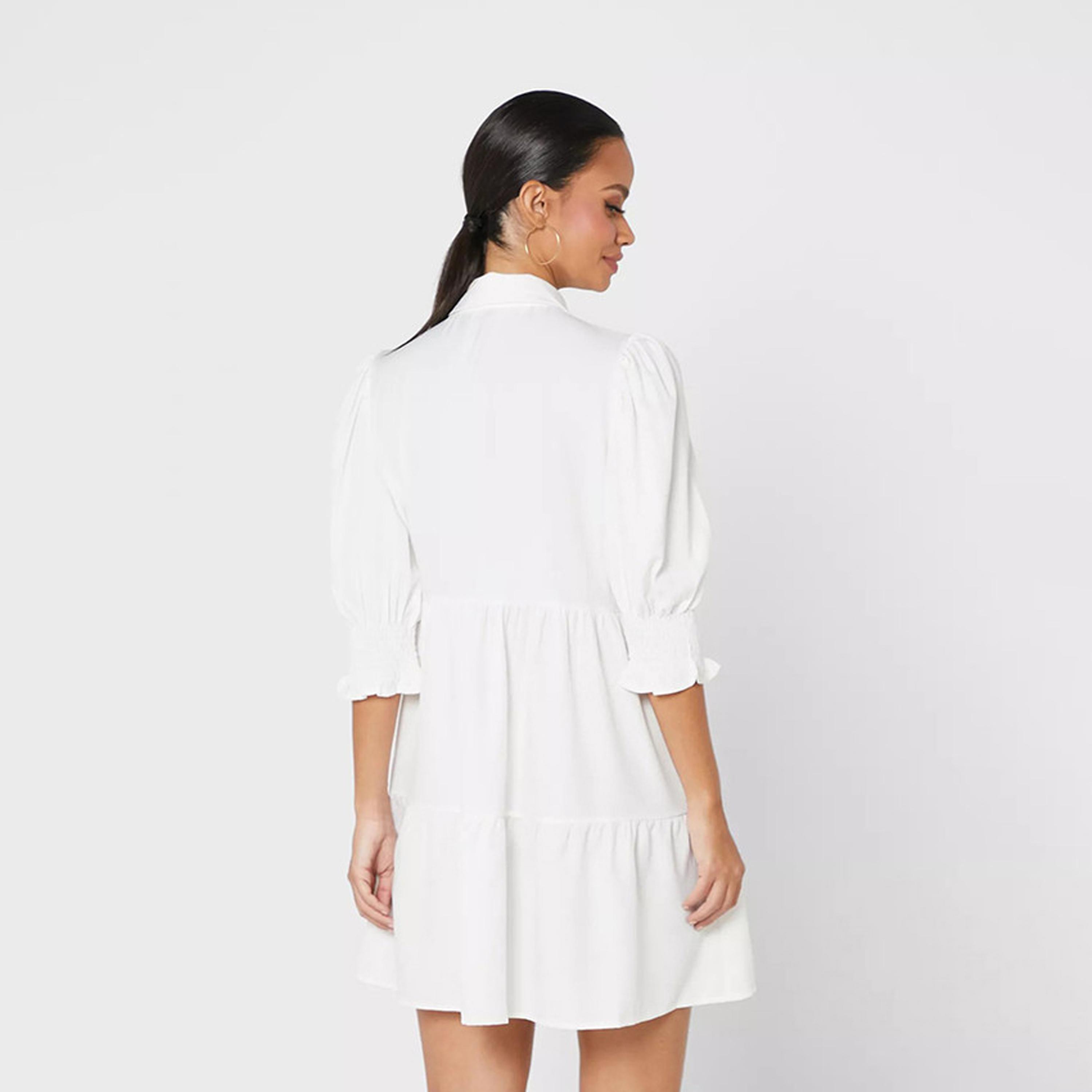 فستان قميص قصير باللون الأبيض من ليتل ميسترس -women-clothing-dresses-image-3