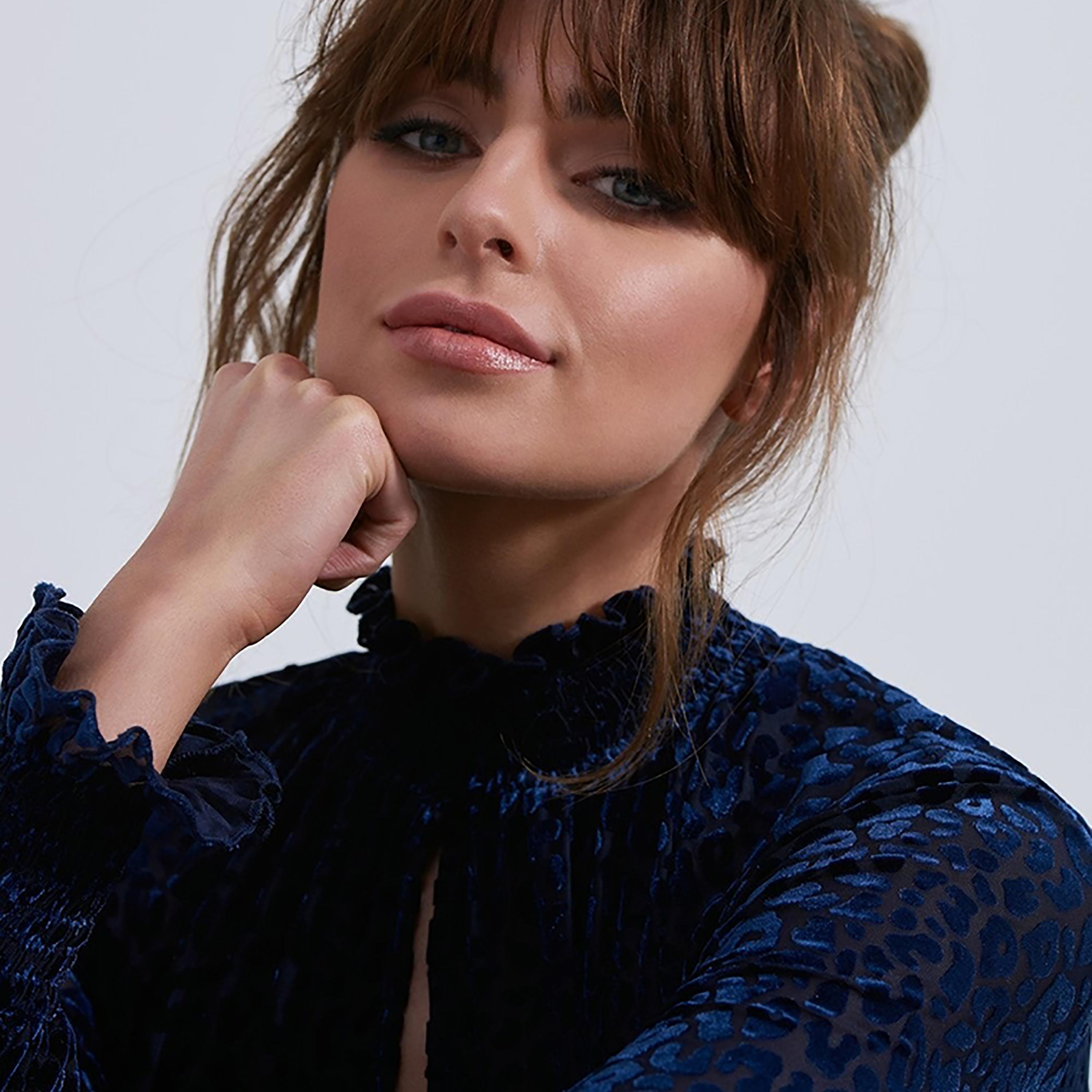Little Mistress Navy Blue Printed Smocked High Neck Long Sleeves Women's Top-women-clothing-shirtsandblouses-blouses-image-3
