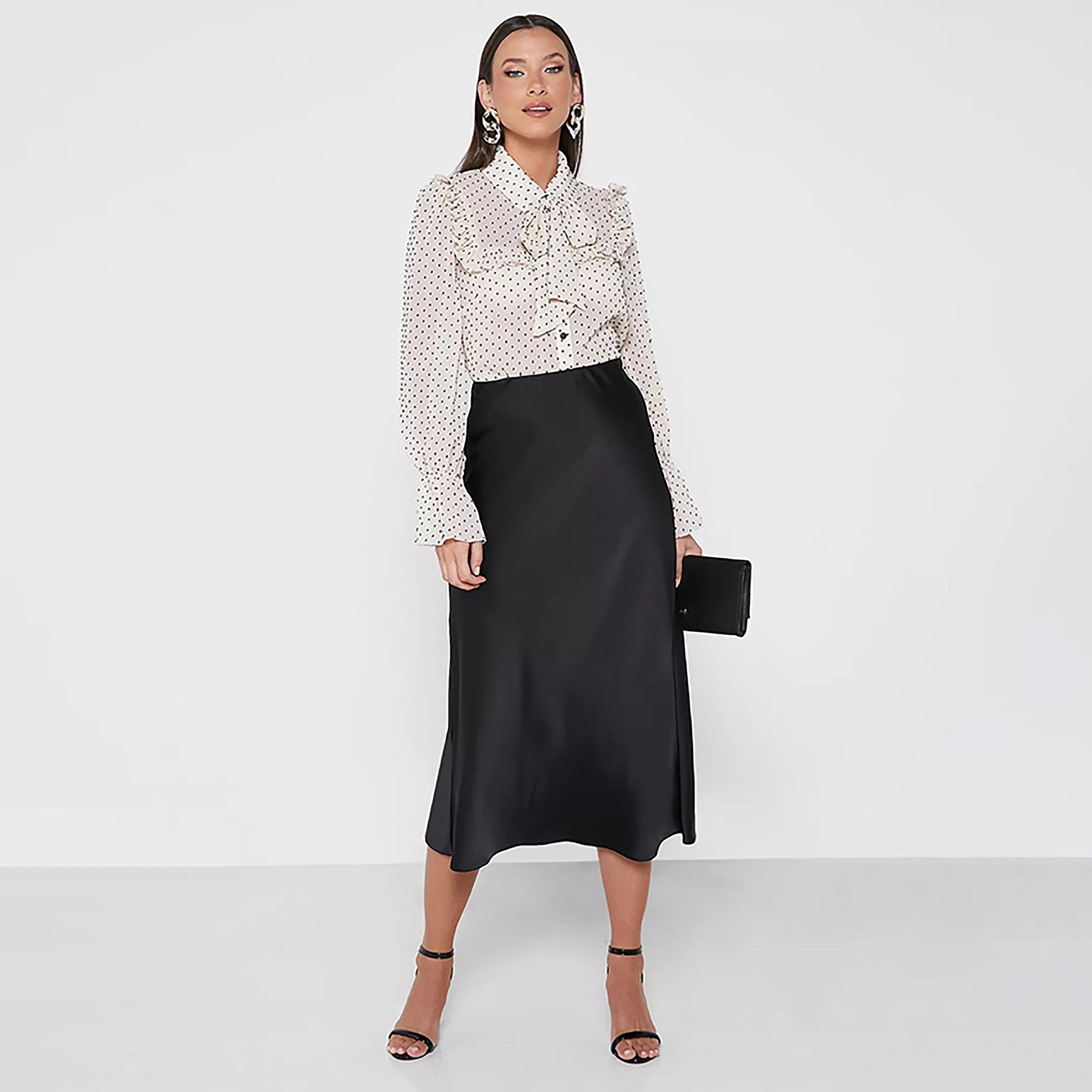 Little Mistress Off-White Polka Dots Collared Long Sleeves Women's Top-women-clothing-shirtsandblouses-blouses-image-2