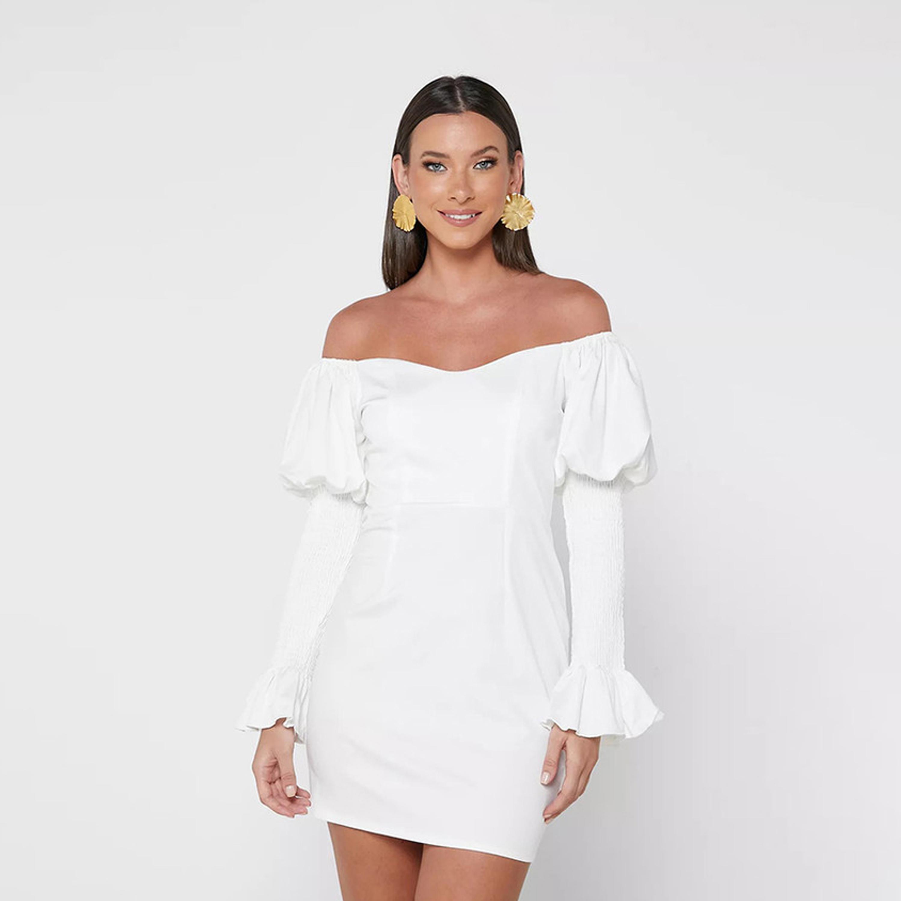 Little Mistress White Off Shoulder Bodycon Mini Dress-women-clothing-dresses-image-1